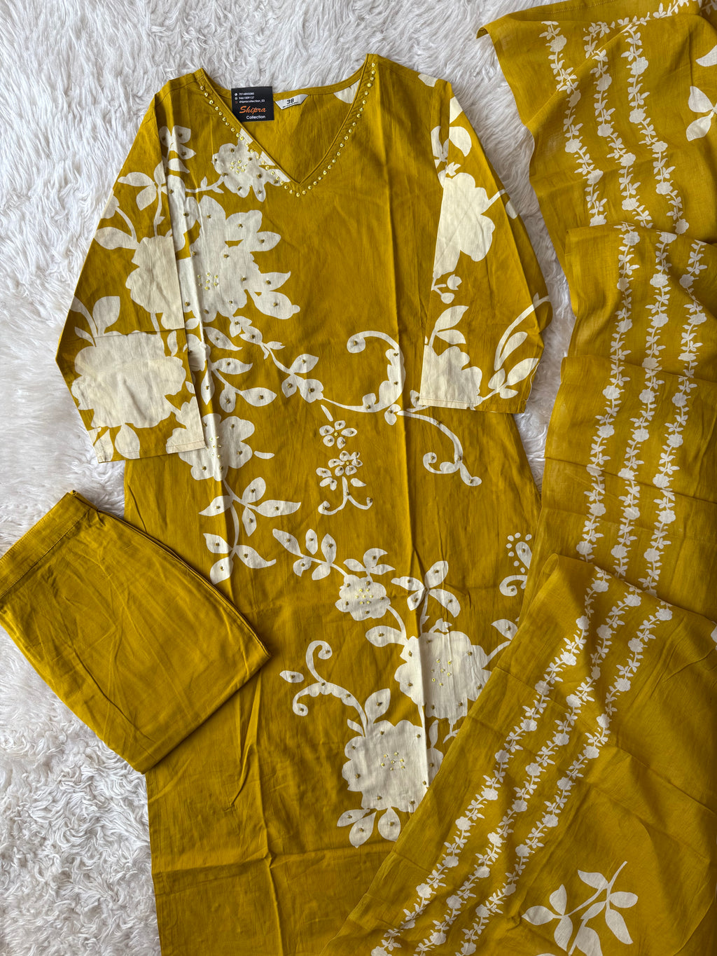 Premium Cotton Kurti Pant Dupatta Set