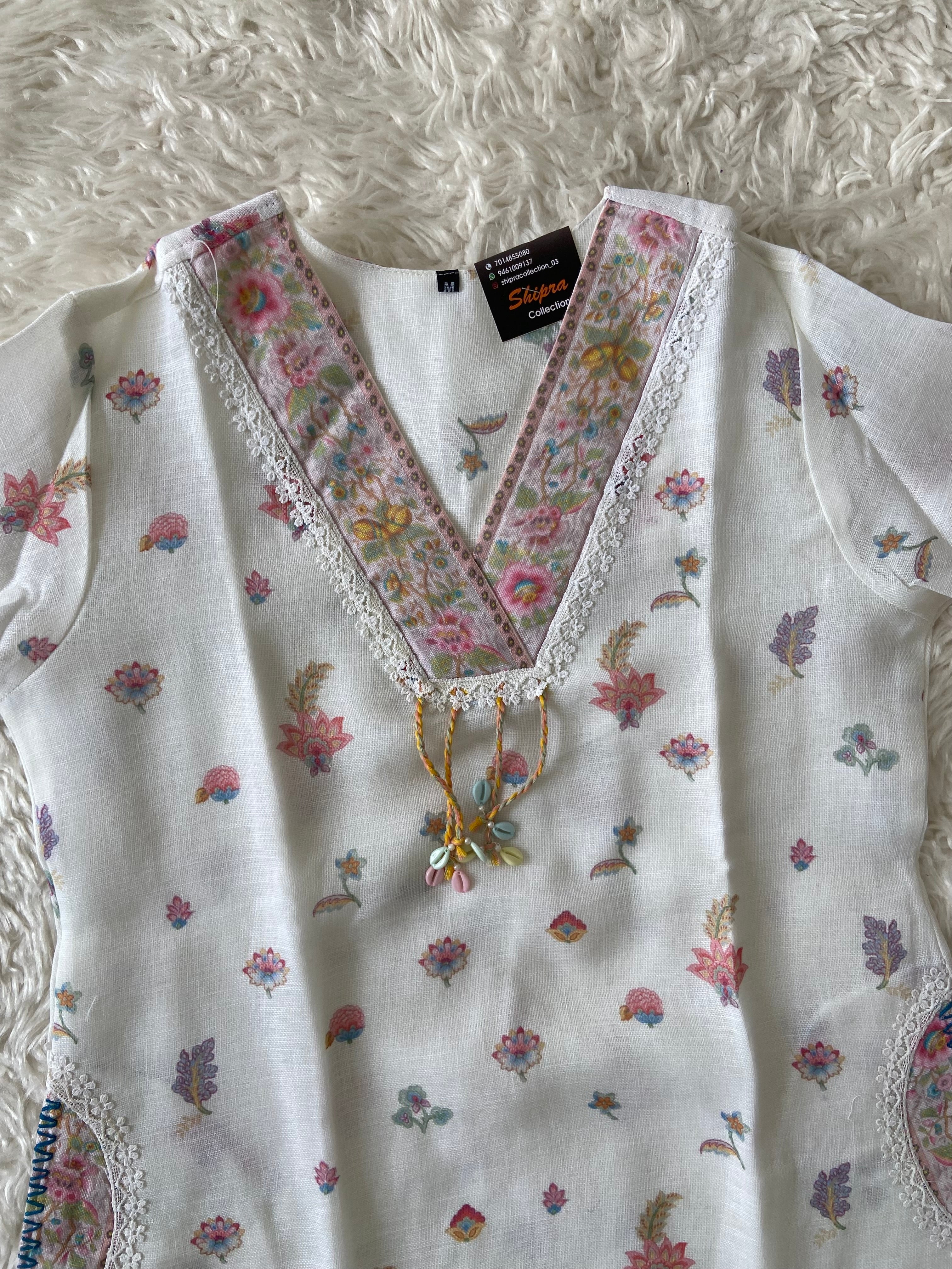 Linen Kurti Pant Dupatta Set