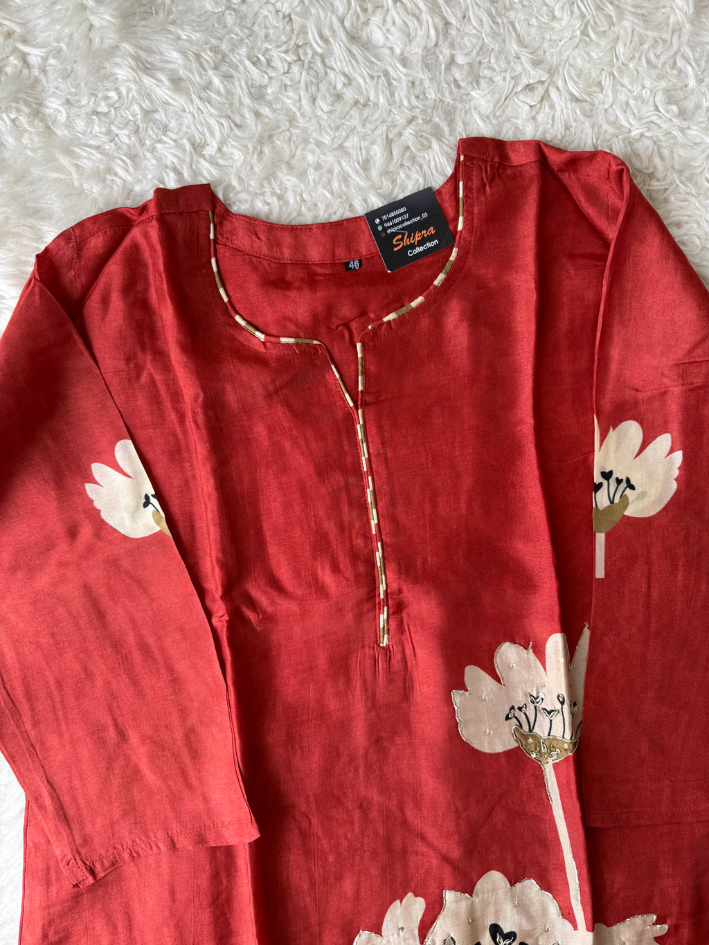 “ Plus Size” Russian Silk Kurti Pant Dupatta Set