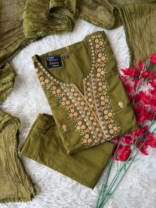 Premium Cotton Kurti Pant Dupatta Set