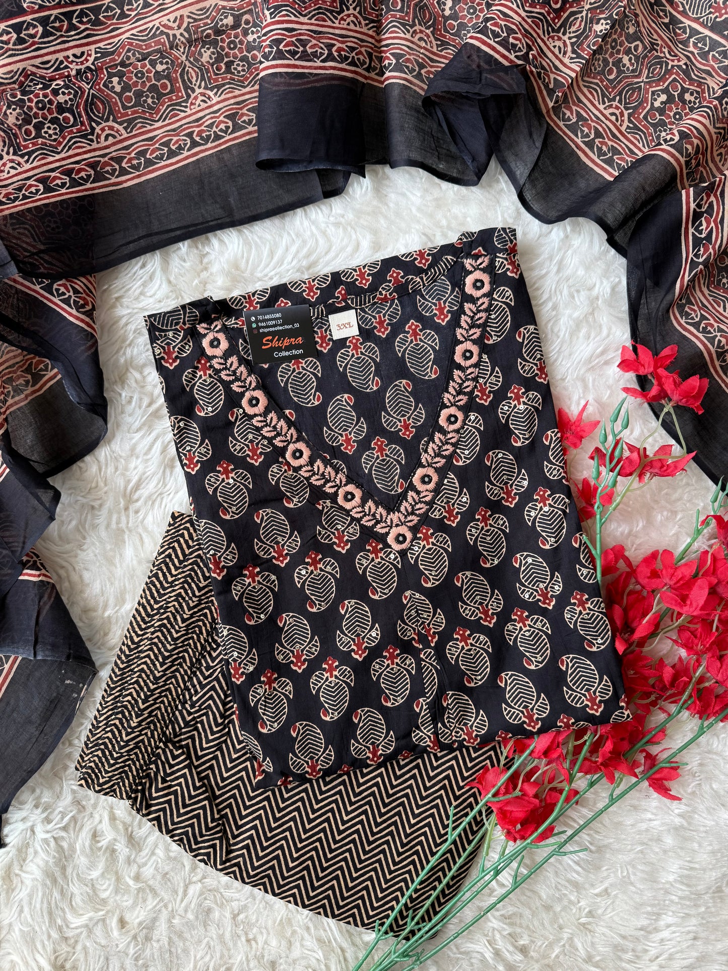 Premium Cotton Kurti Pant Dupatta Set