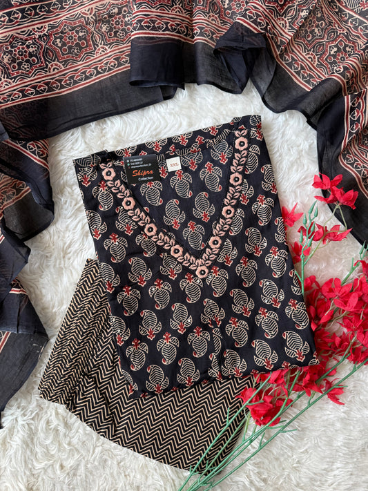 Premium Cotton Kurti Pant Dupatta Set