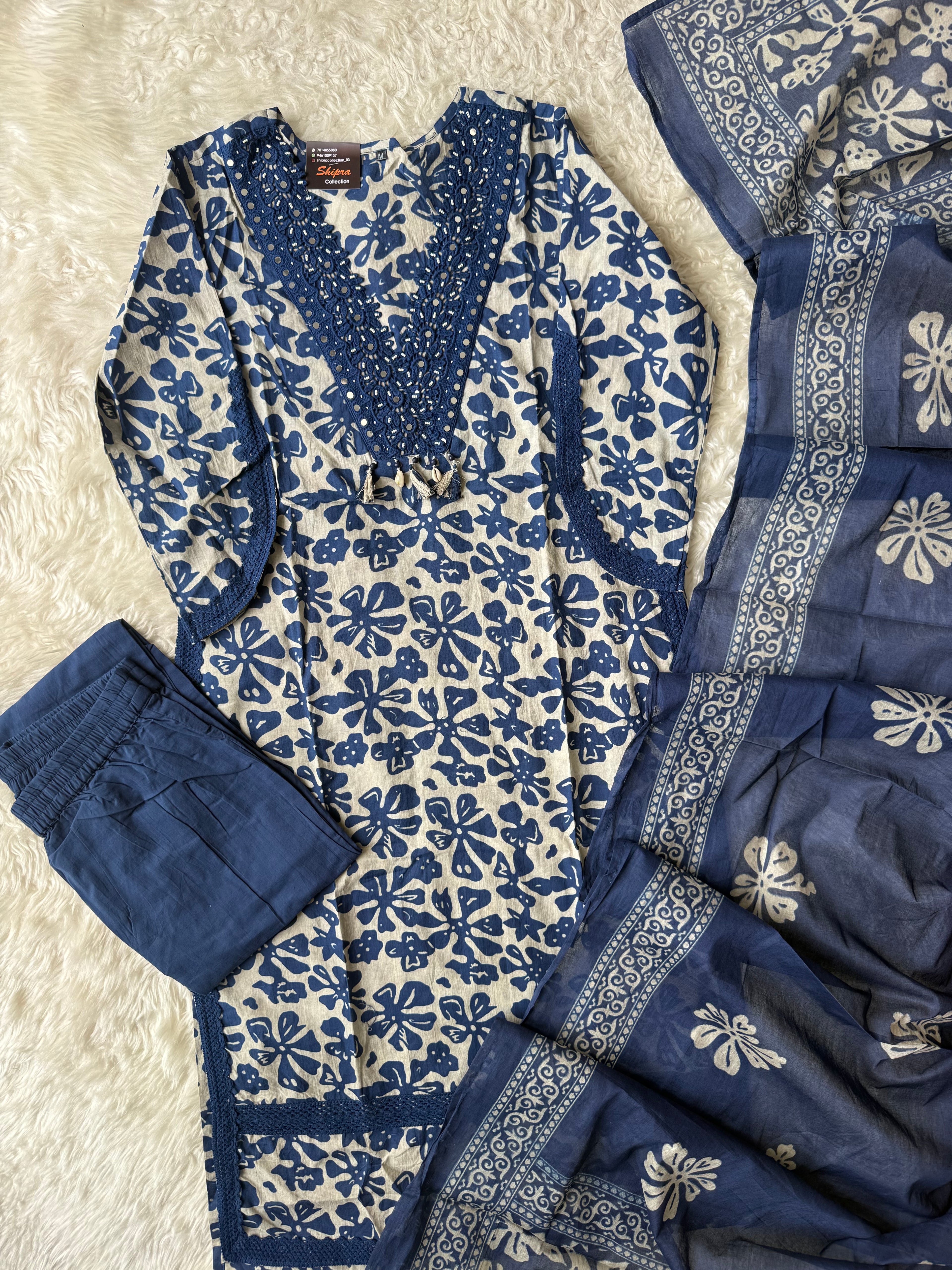 Premium Cotton Kurti Pant Dupatta Set
