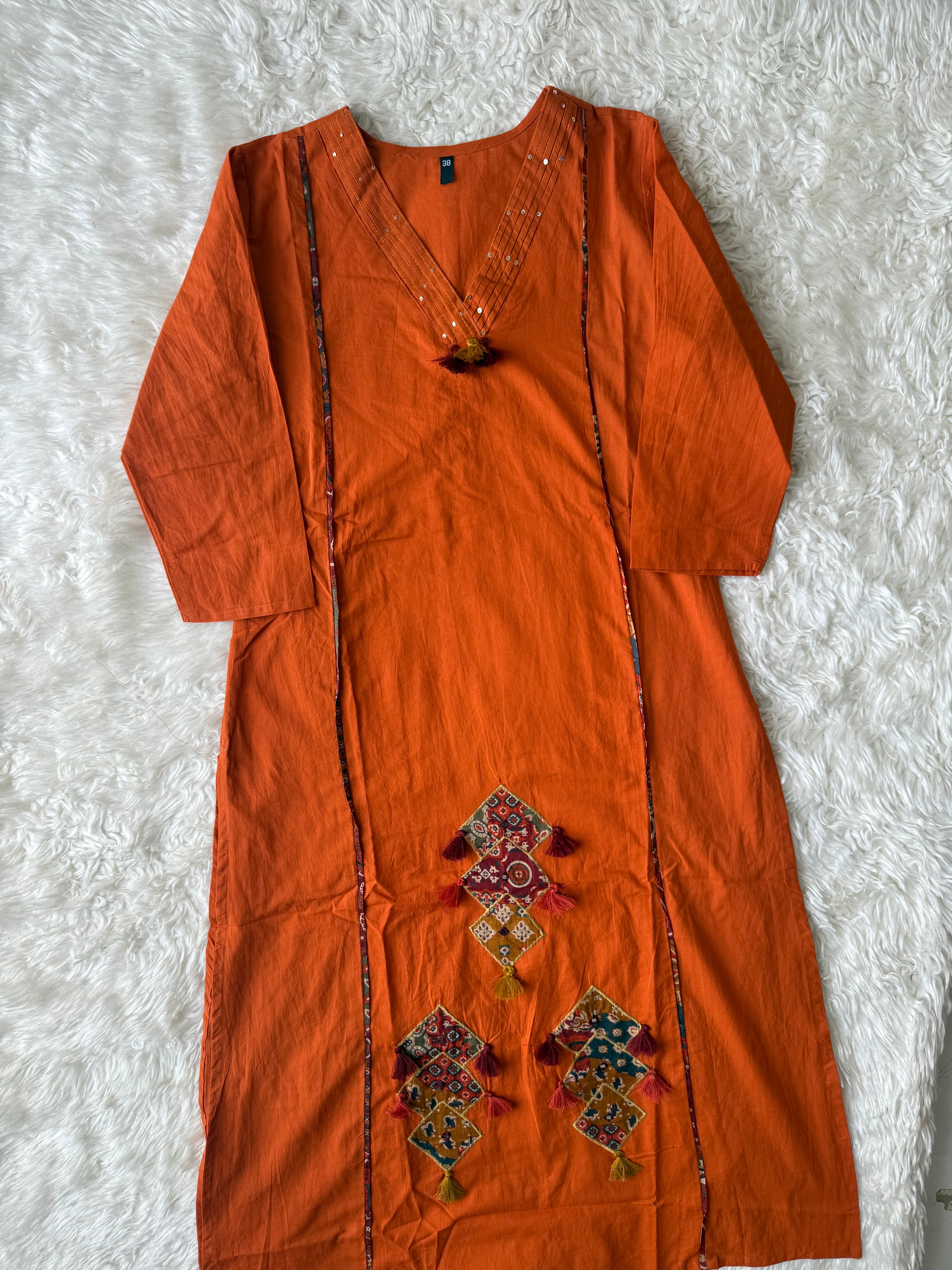 Pure Cotton Aline Kurti Plazo Dupatta Set