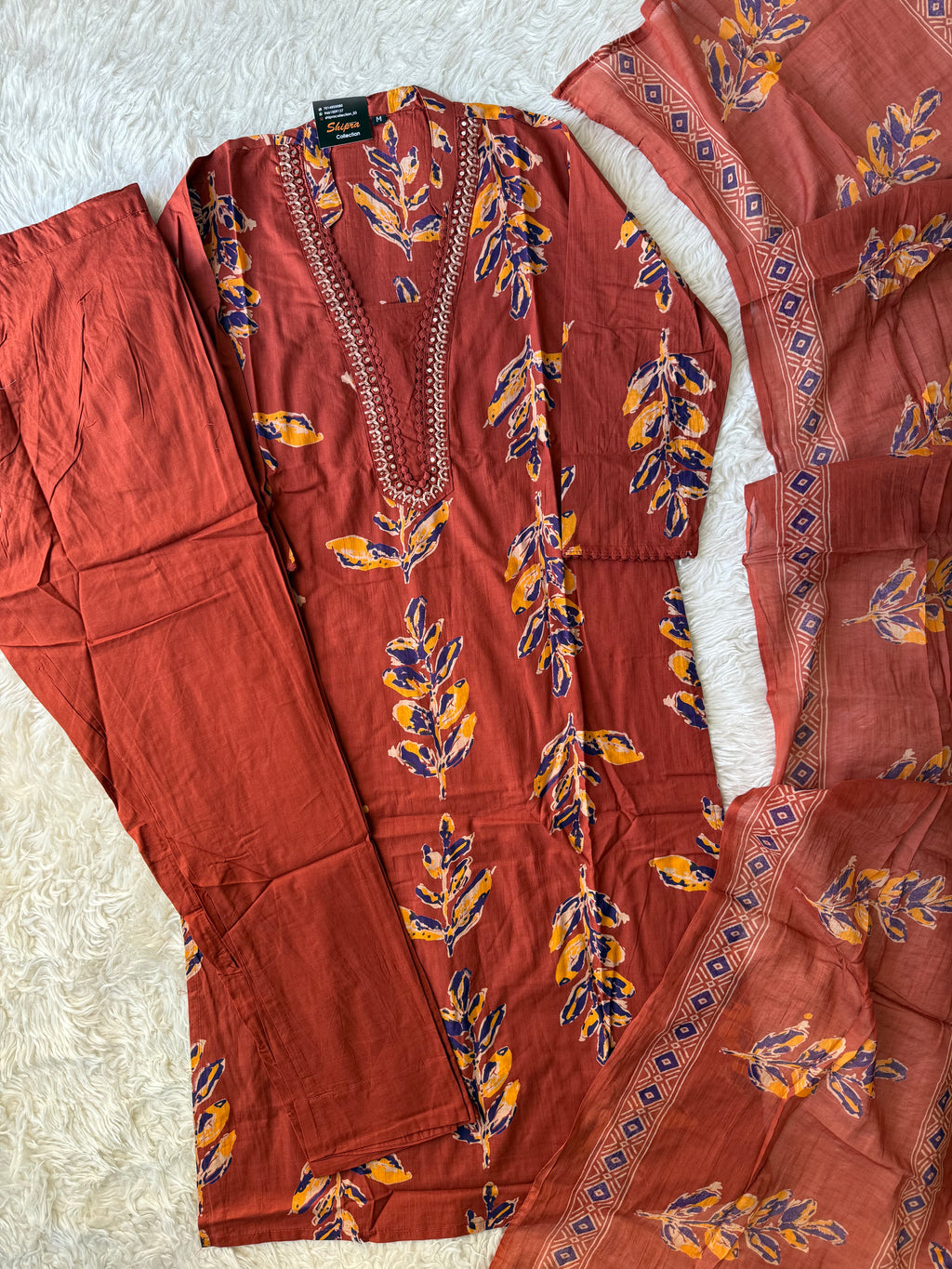 Pure Cotton Kurti Pant Dupatta Set