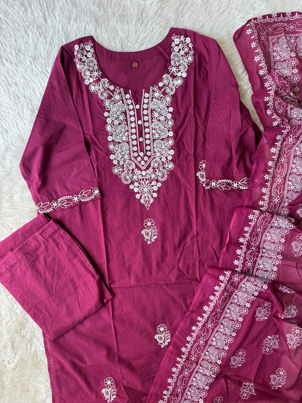 Pure Cotton Kurti Pant Dupatta Set