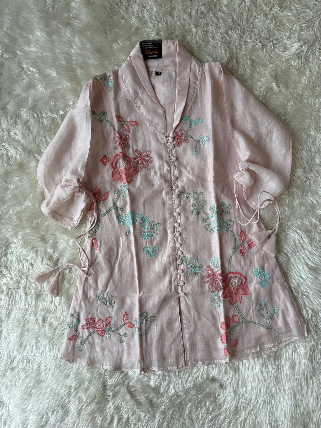 Mul Chanderi Thread work Co-ord Set