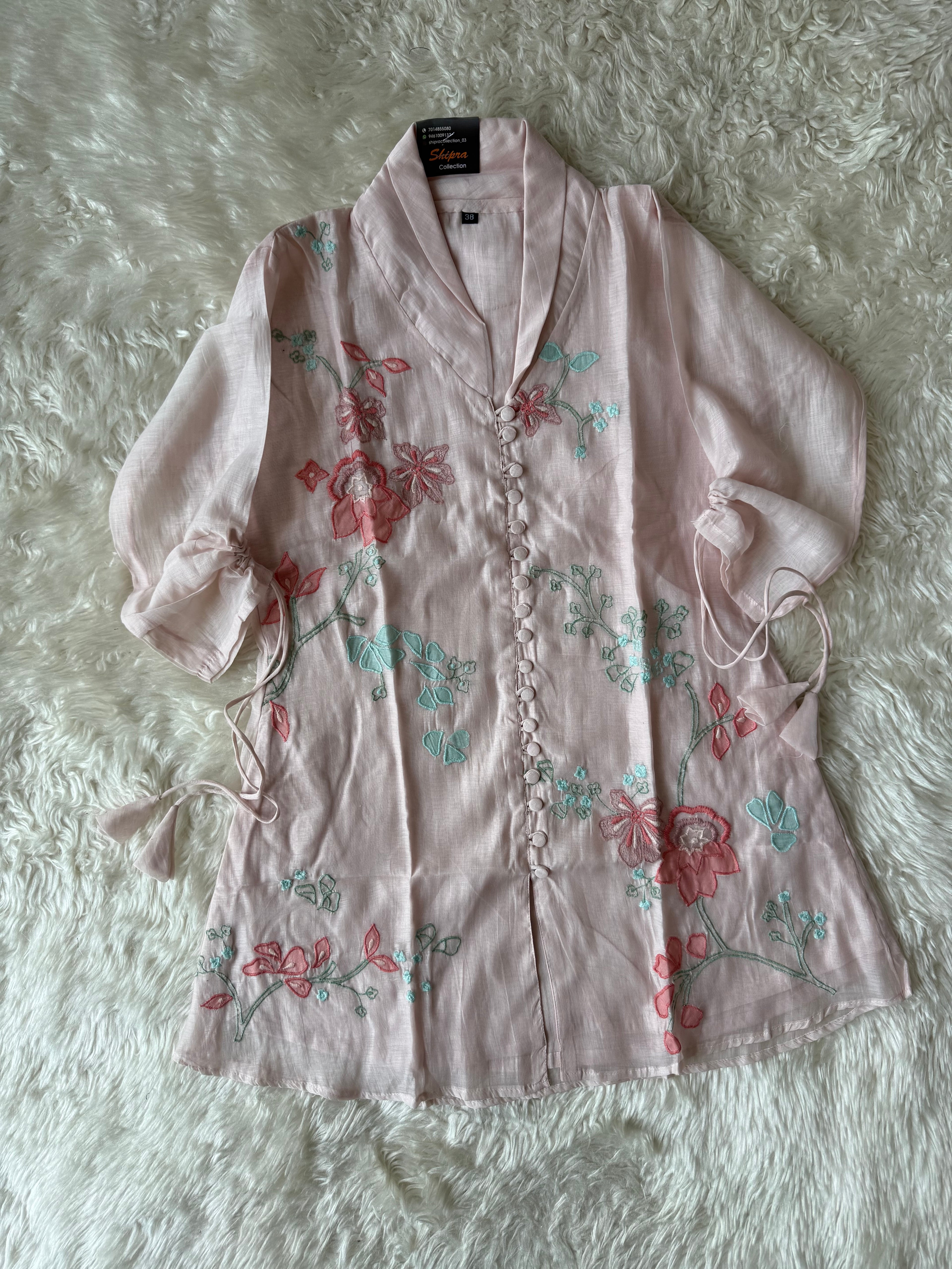 Mul Chanderi Thread work Co-ord Set