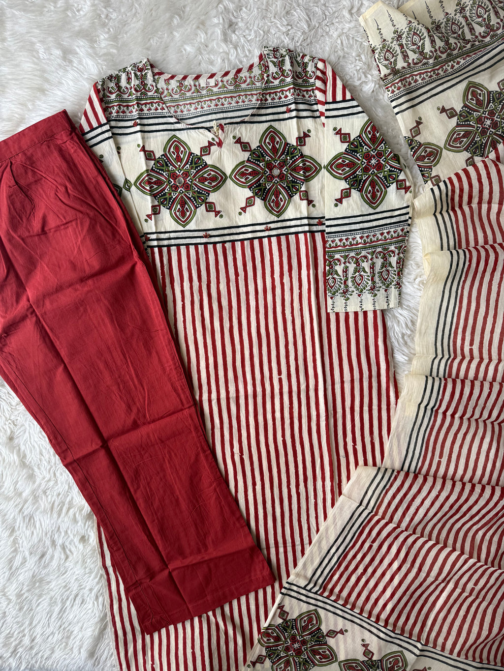 Premium Cotton Kurti Pant Dupatta Set