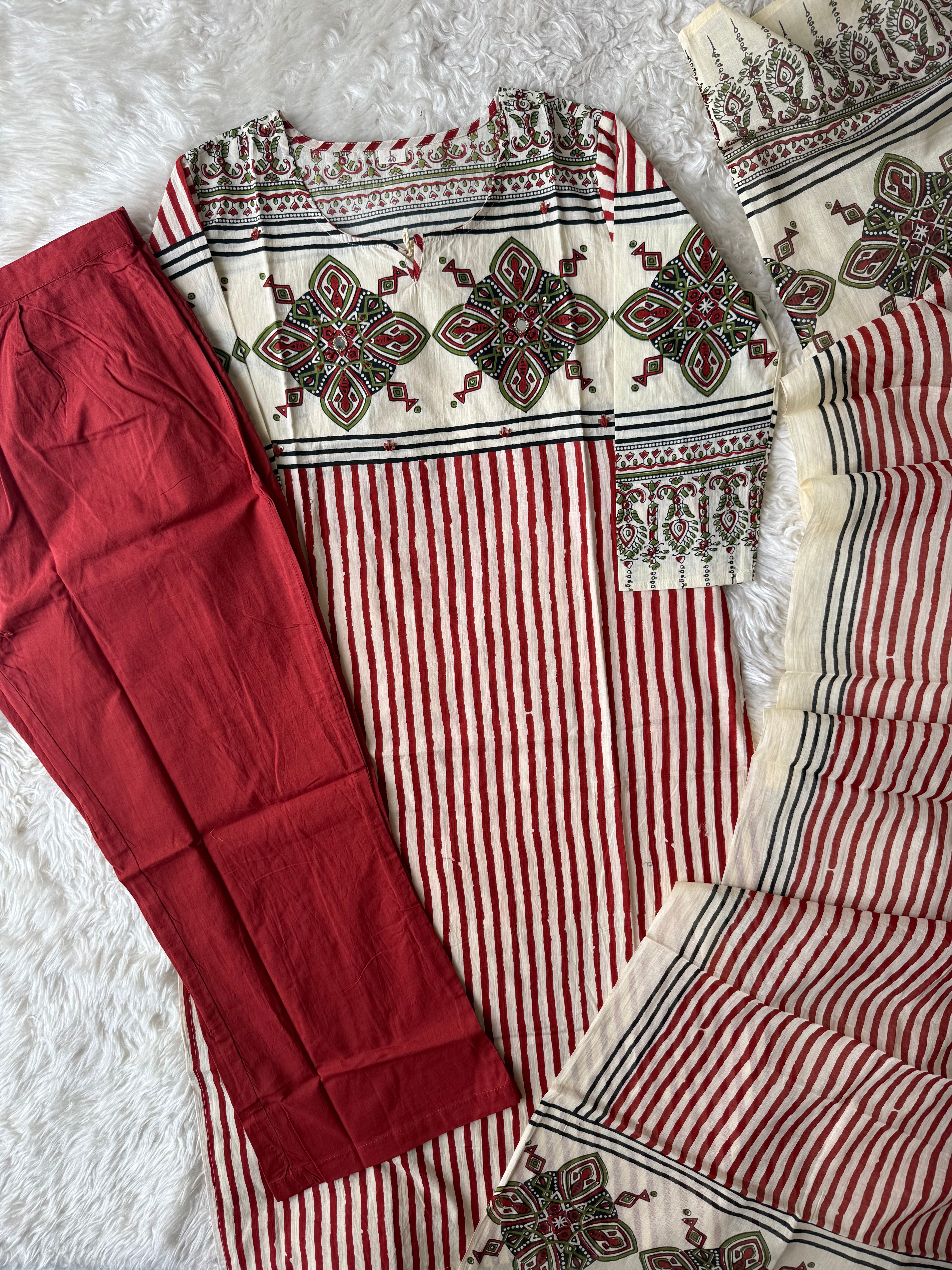Premium Cotton Kurti Pant Dupatta Set