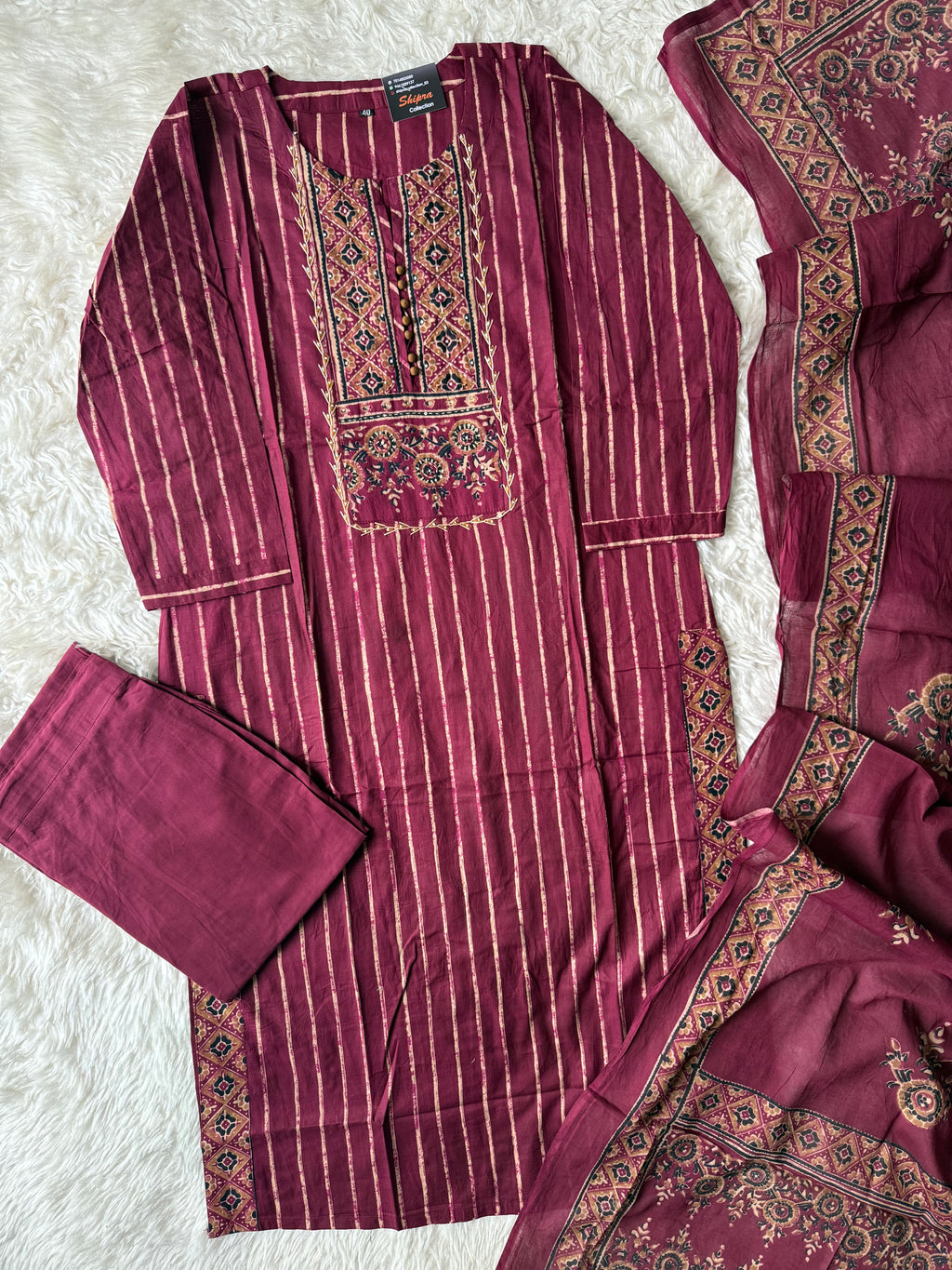 Premium Cotton Kurti Pant Dupatta Set