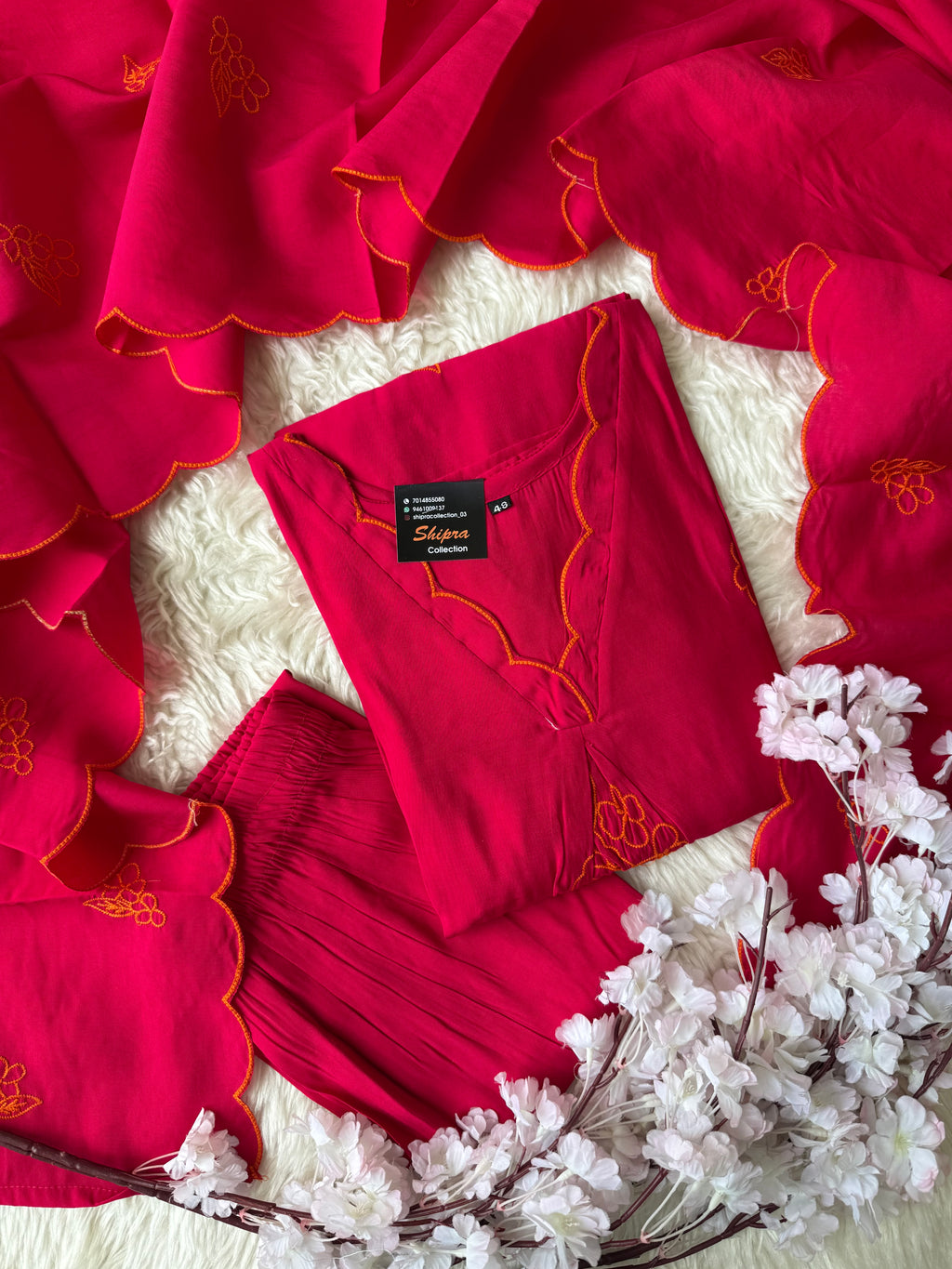“ Plus Size” Muslin Silk Kurti Pant Dupatta Set