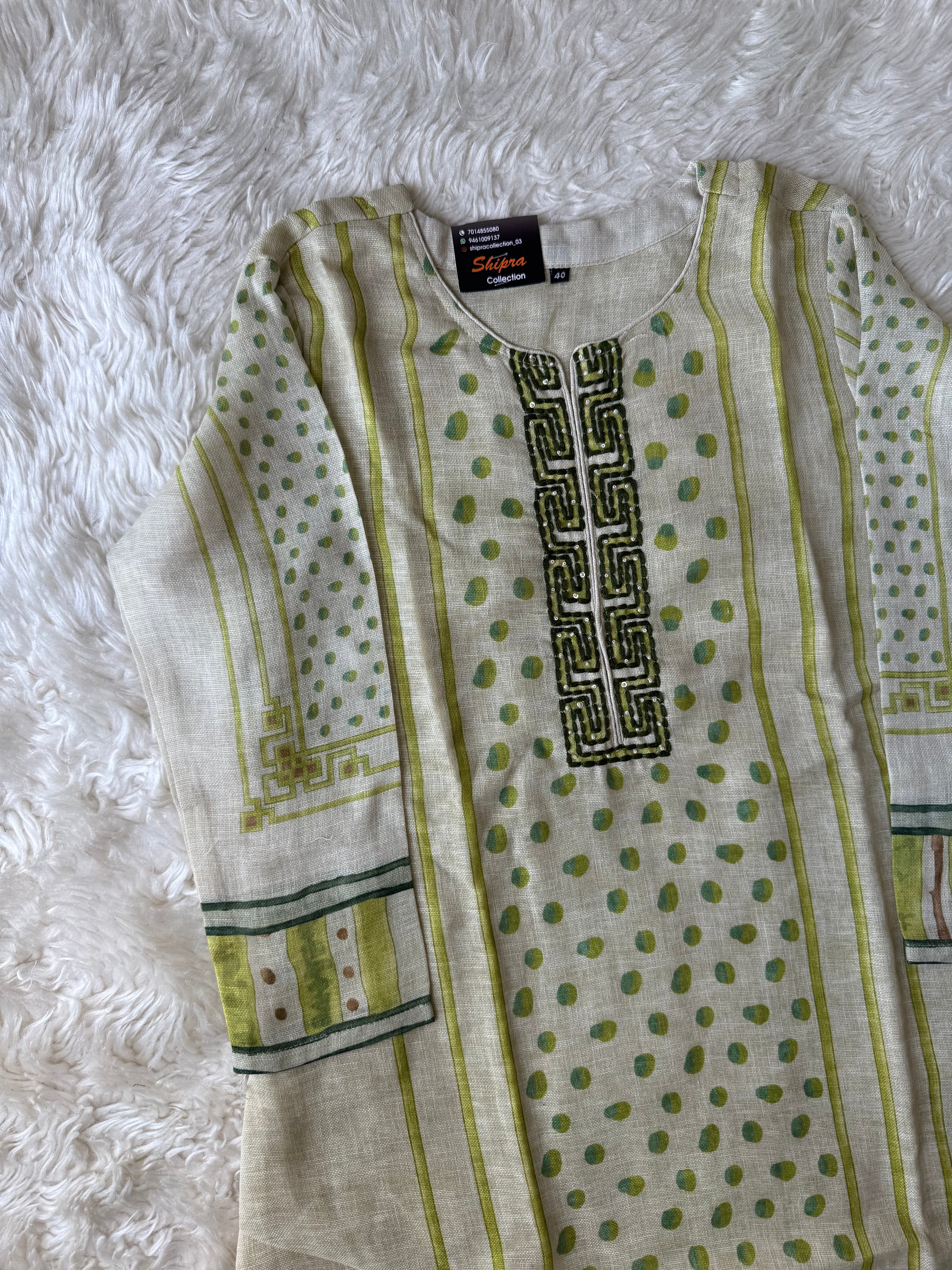 Linen Kurti Pant Dupatta Set