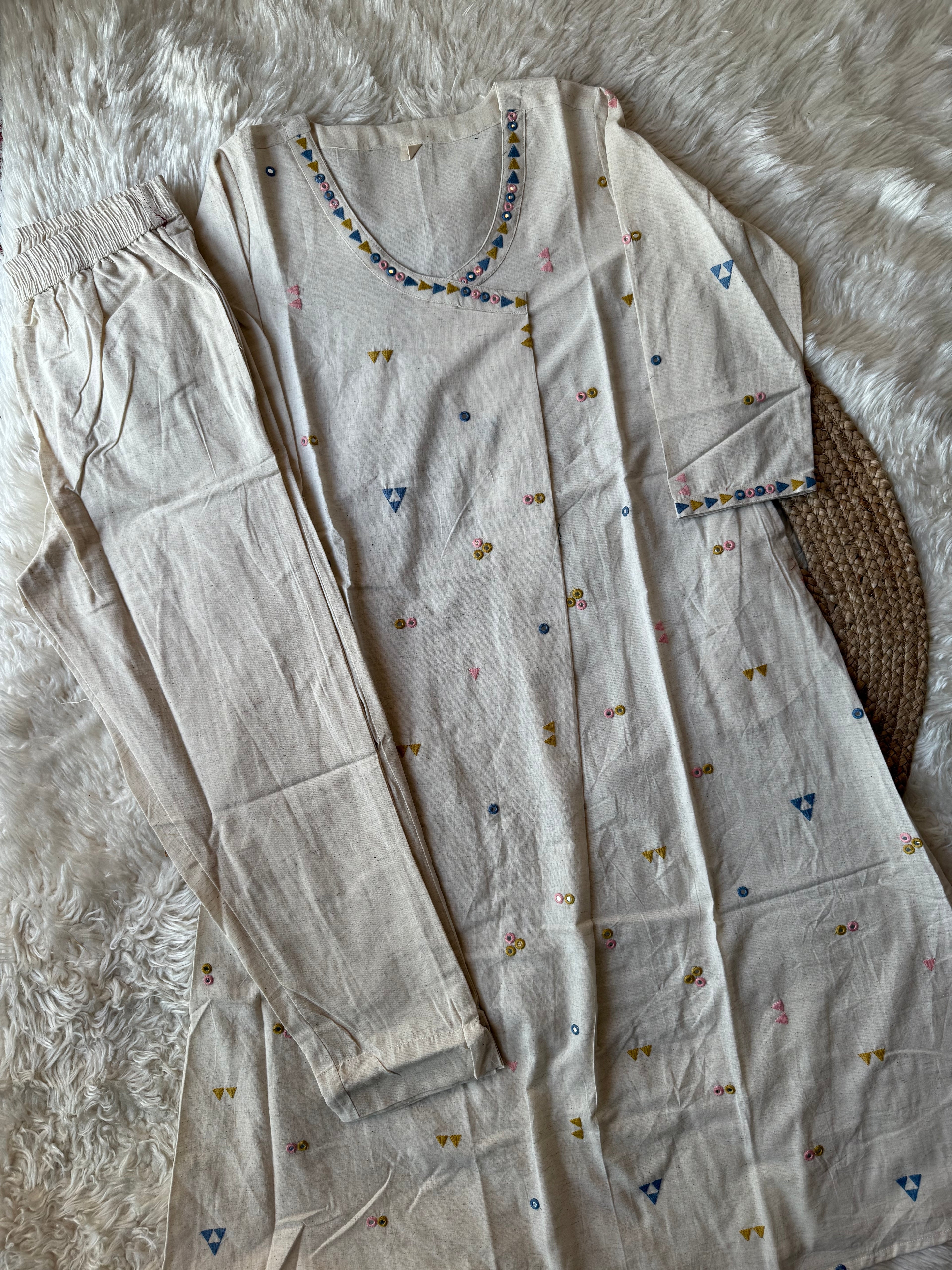 Khadi Cotton Kurti Pant Set