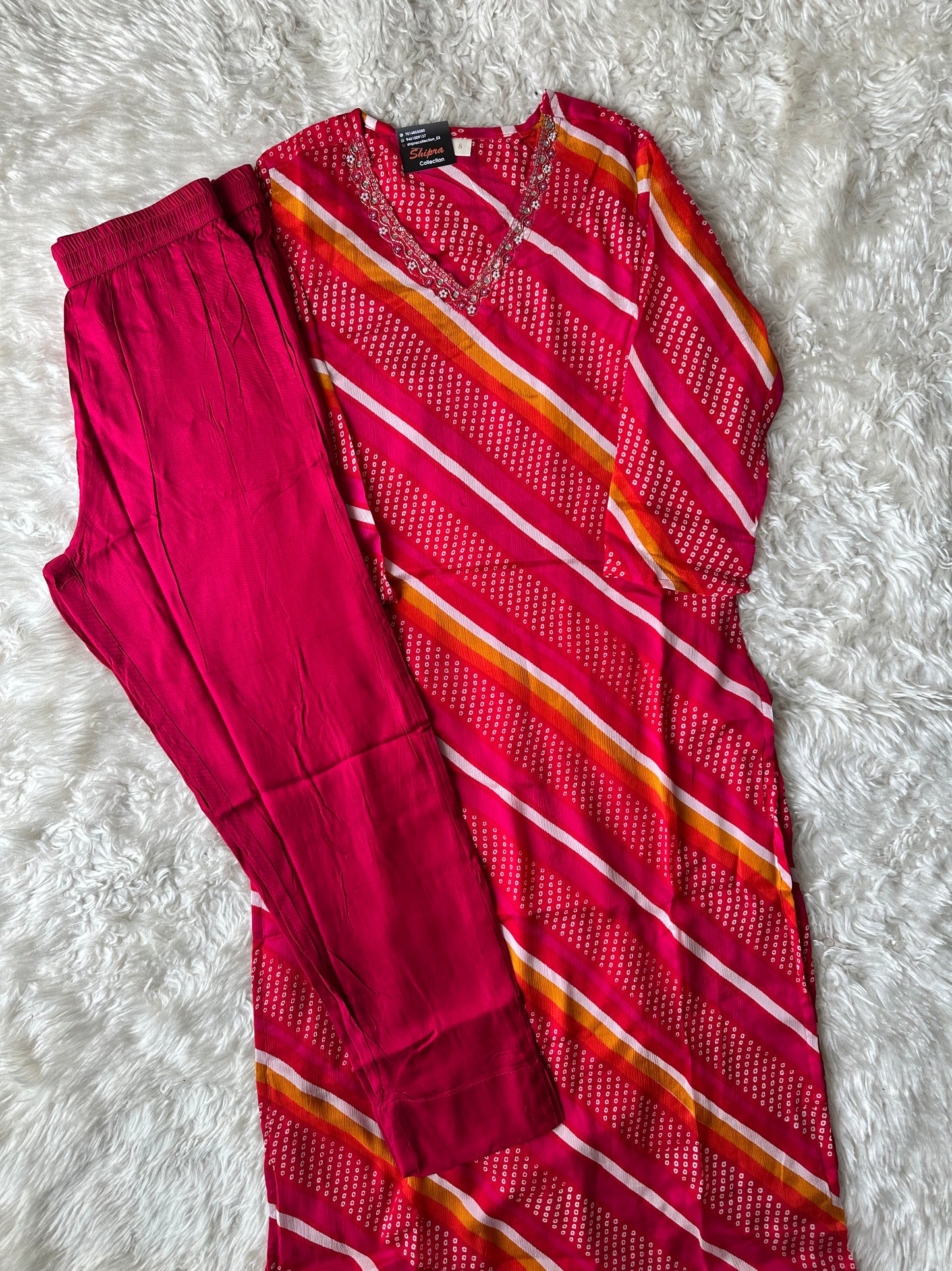 Pure Chinon Kurti Pant Set