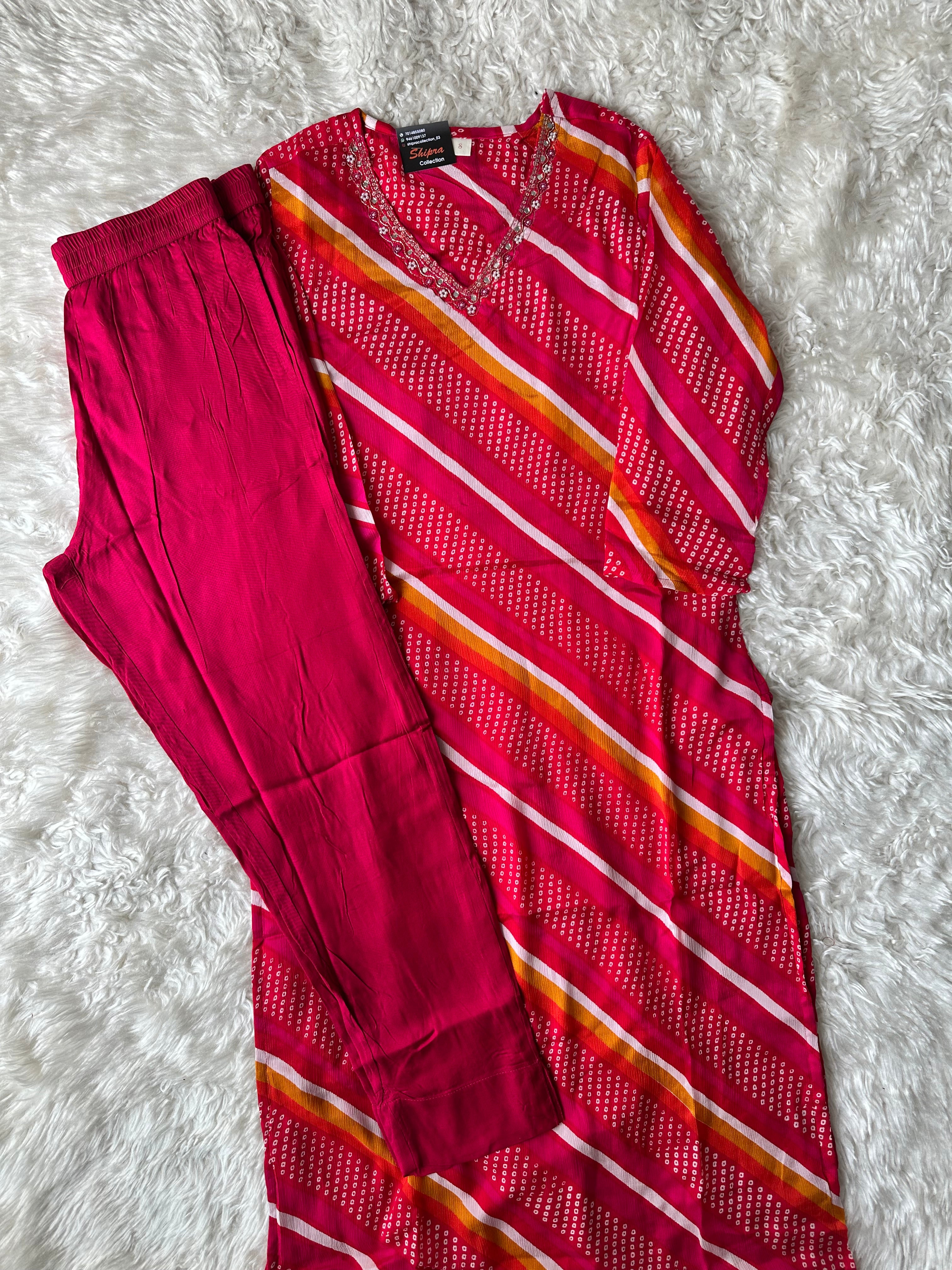 Pure Chinon Kurti Pant Set