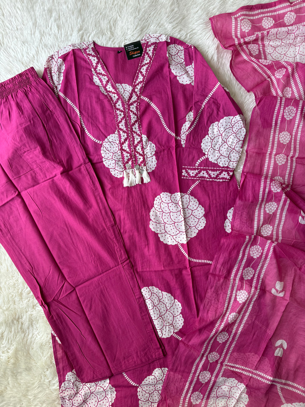 Pure Cotton Kurti Pant Dupatta Set