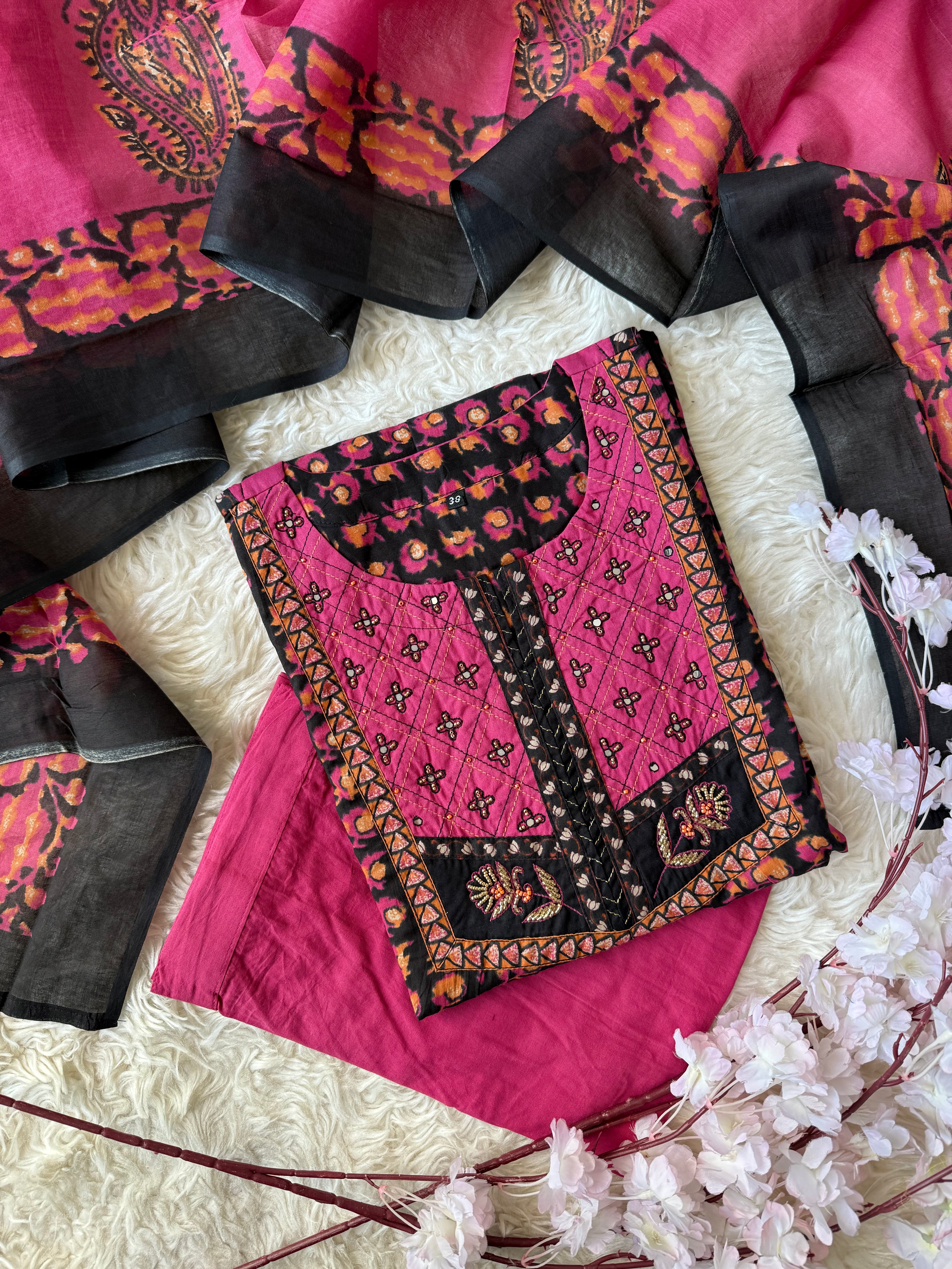 Premium Cotton Kurti Pant Dupatta Set