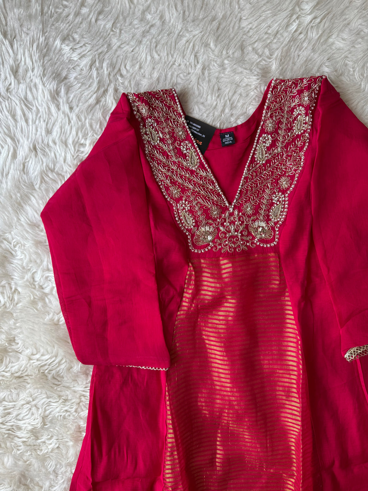 Pure Muslin Silk Kurti Pant Dupatta Set