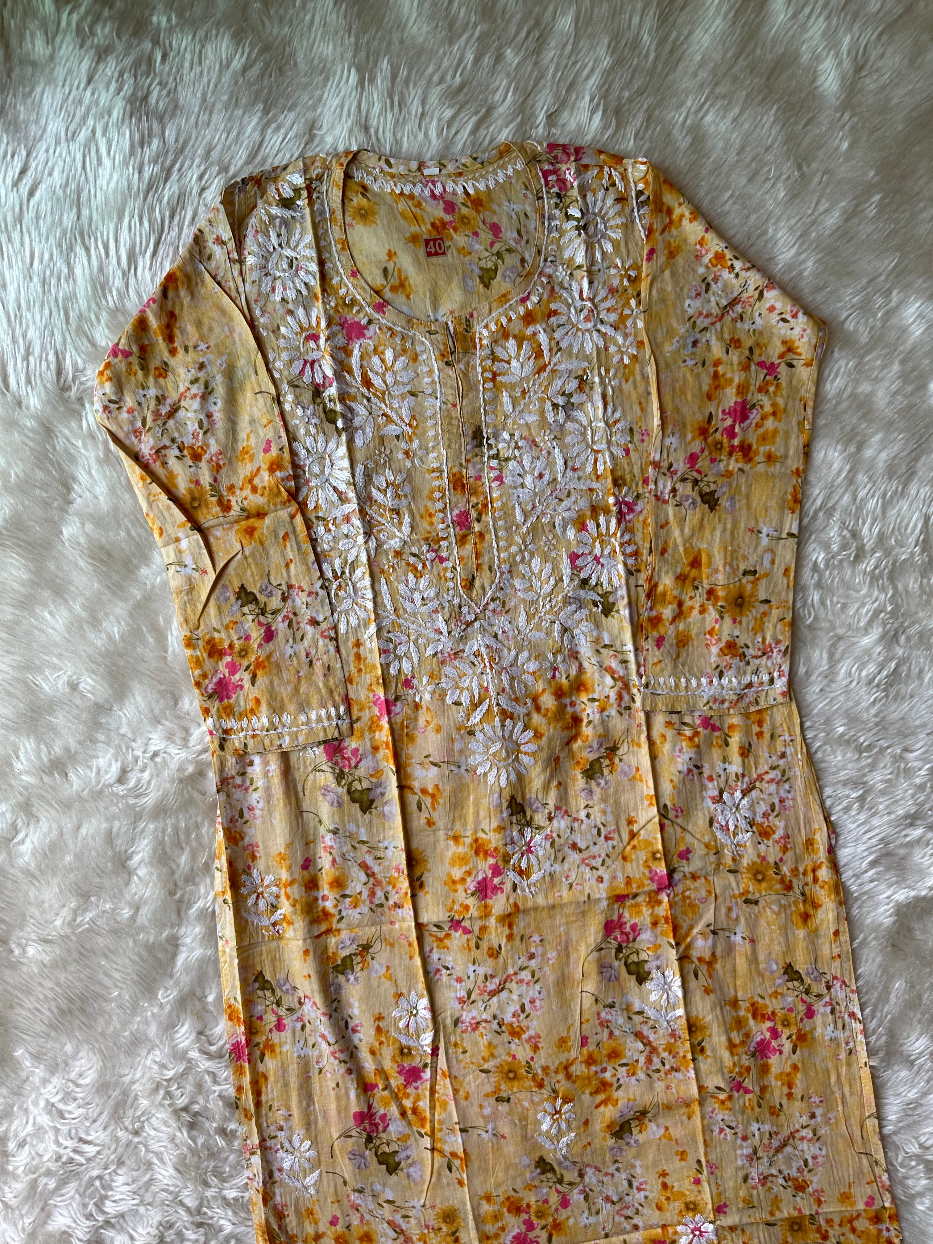 Mul Cotton Chikankari kurti