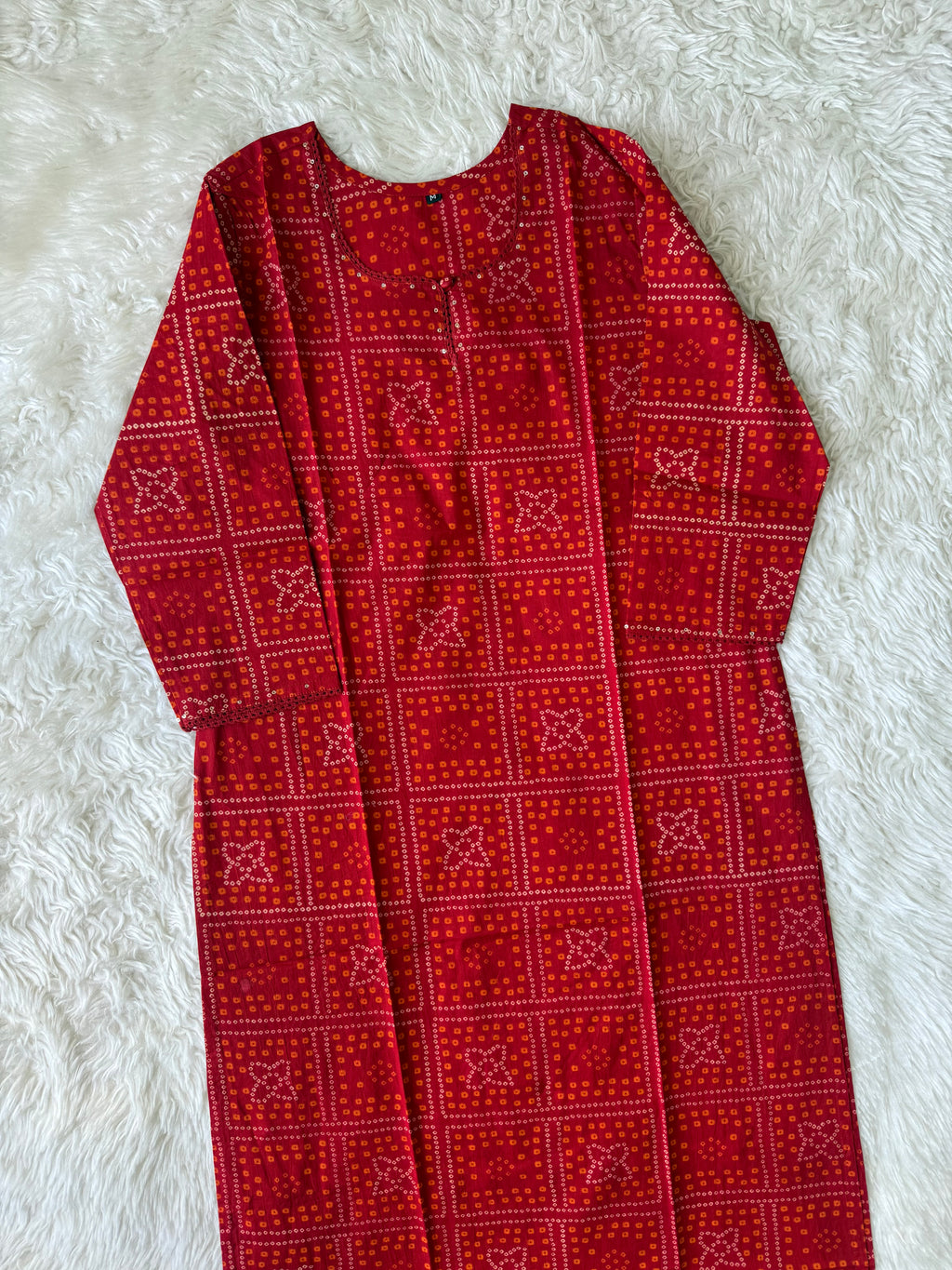 Premium Cotton Bandhej Kurti