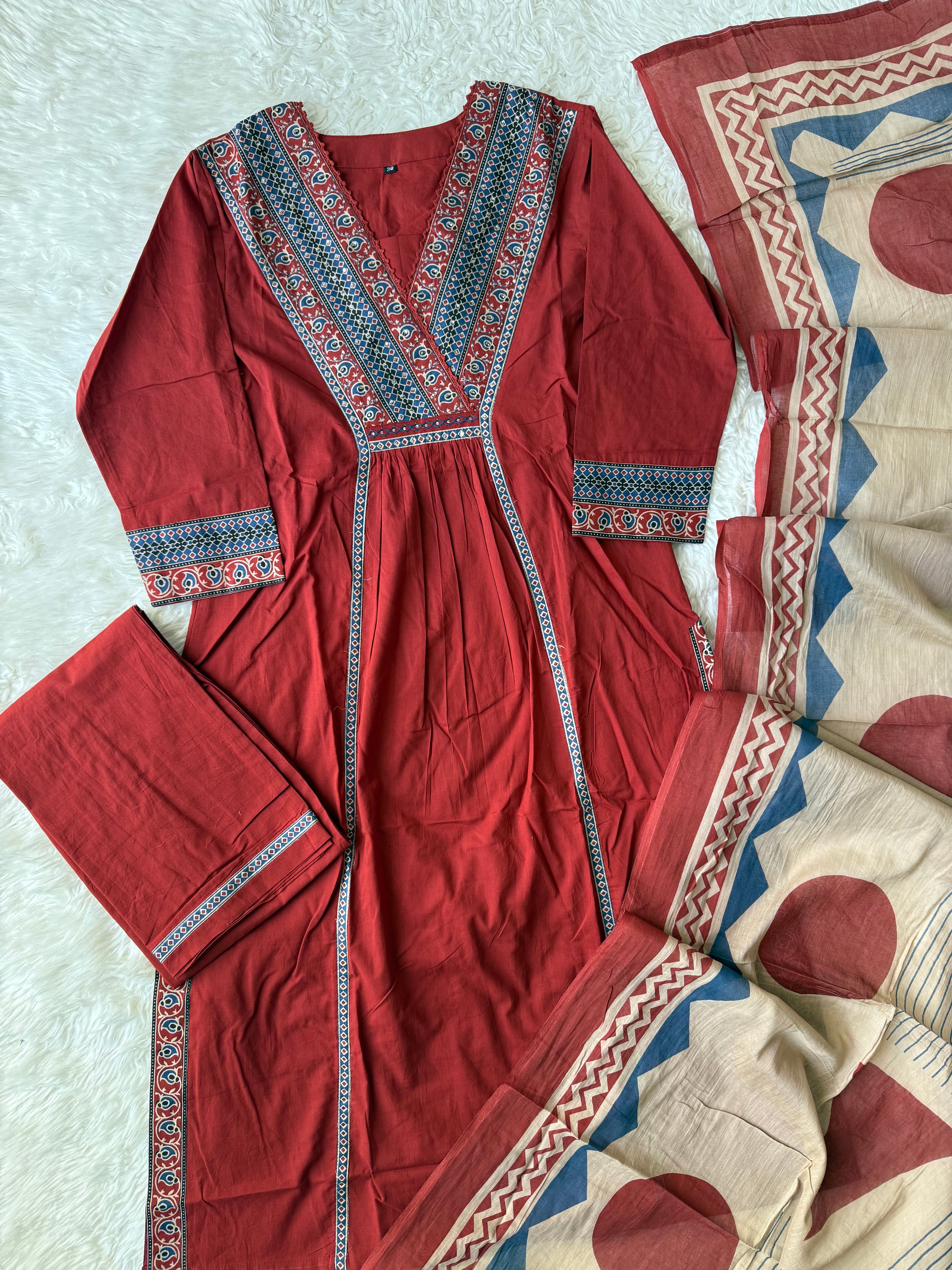 Premium Cotton Kurti Pant Dupatta Set