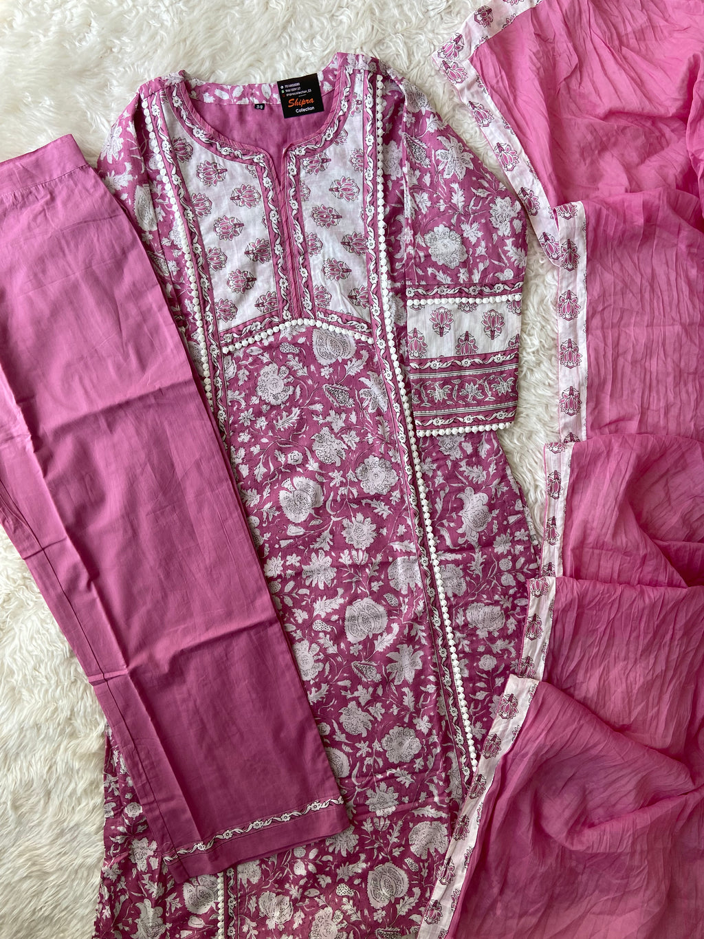 Premium Cotton Kurti Pant Dupatta Set