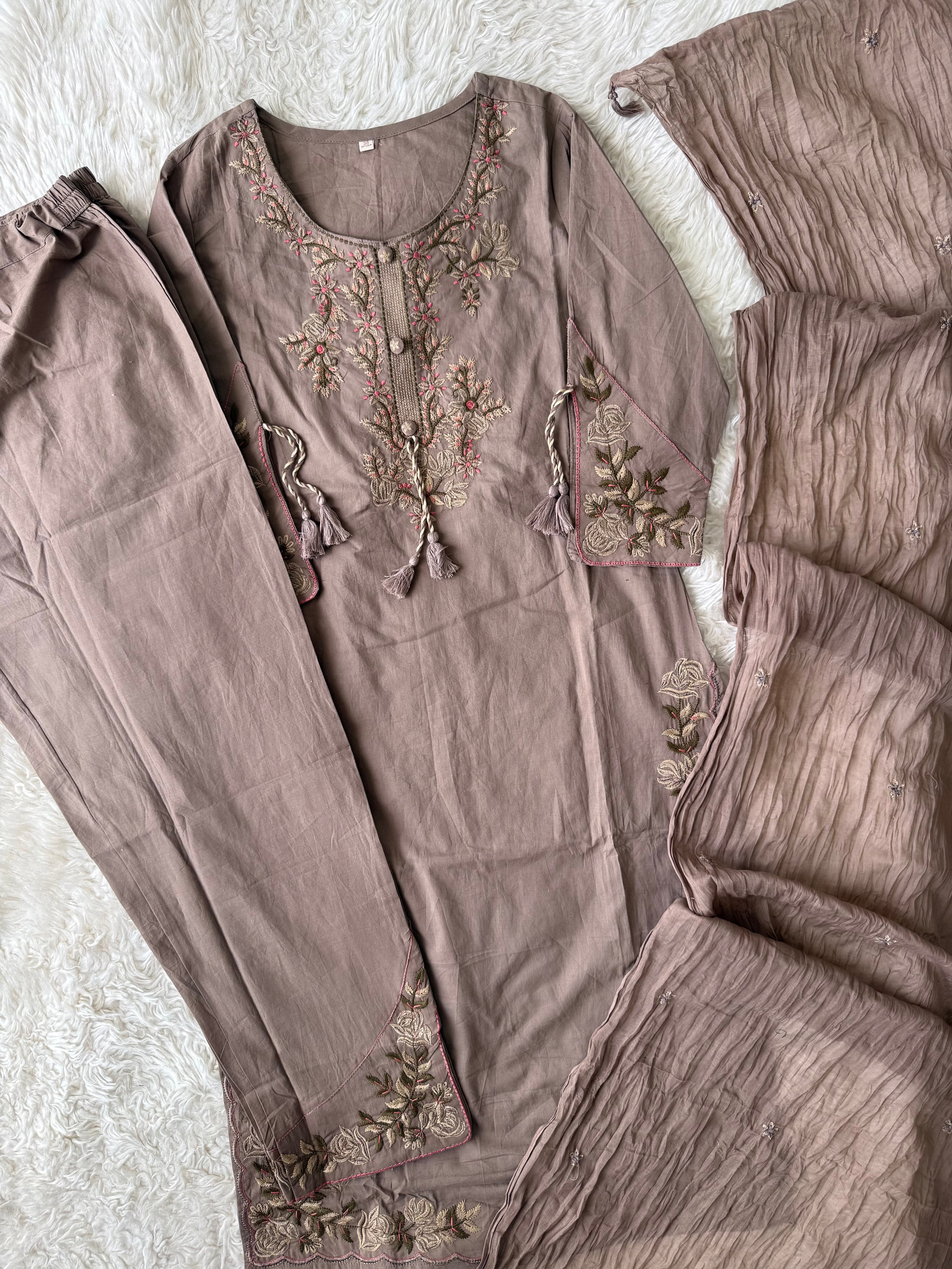 Premium Cotton Kurti Pant Dupatta Set