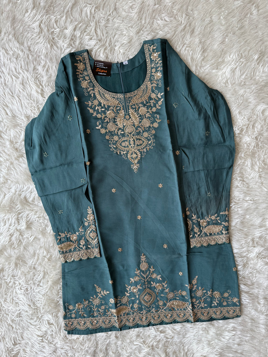 Muslin Silk Kurti Sharara Dupatta Set