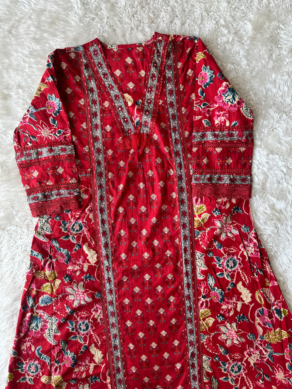 Cotton FLARE Kurti Pant Dupatta Set
