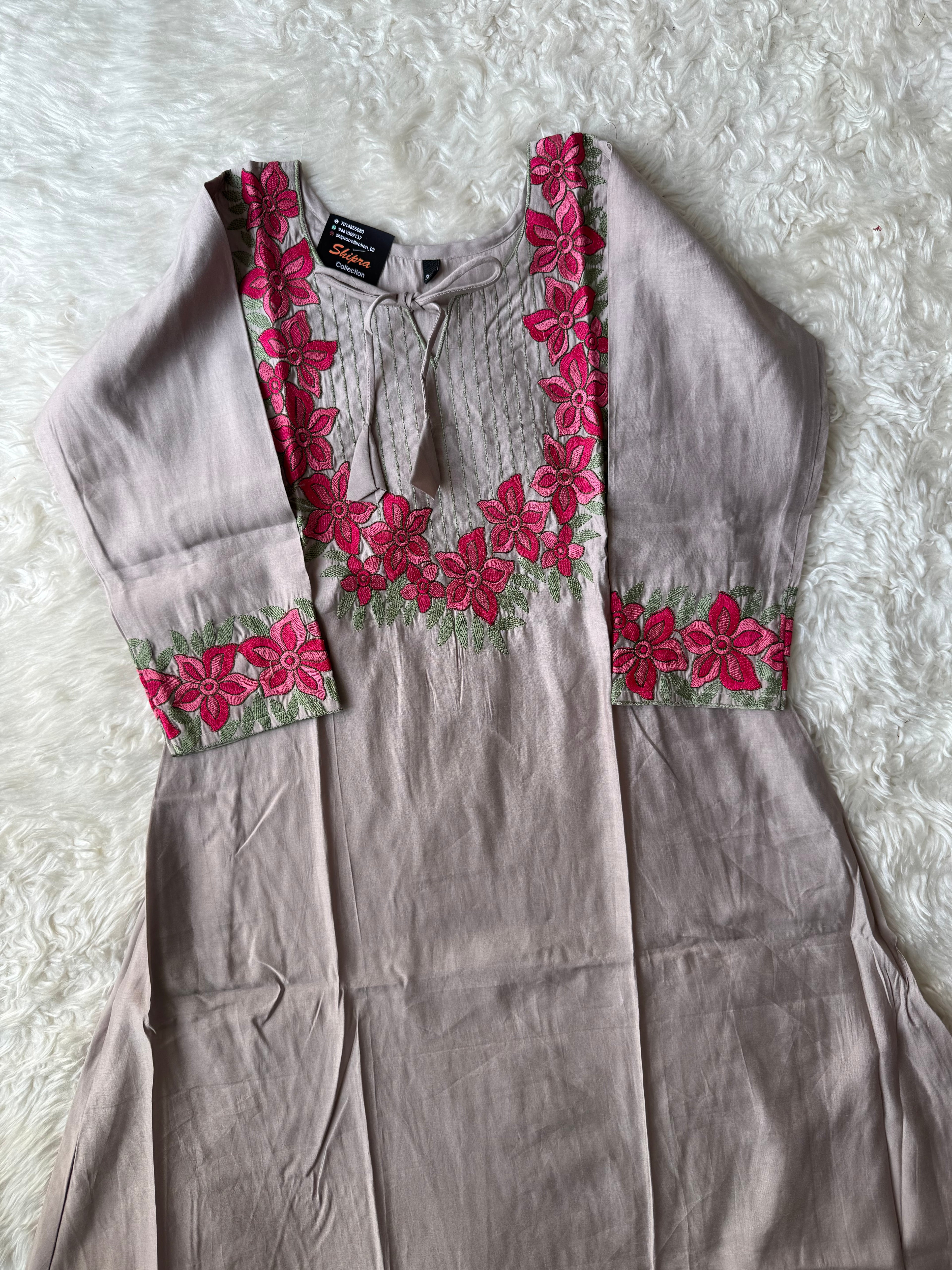 Pure Muslin Silk Kurti Plazo Set