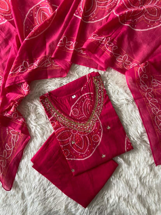 Premium Cotton Kurti Pant Dupatta Set