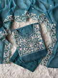 Pure Mul Chanderi Kurti Pant Dupatta Set