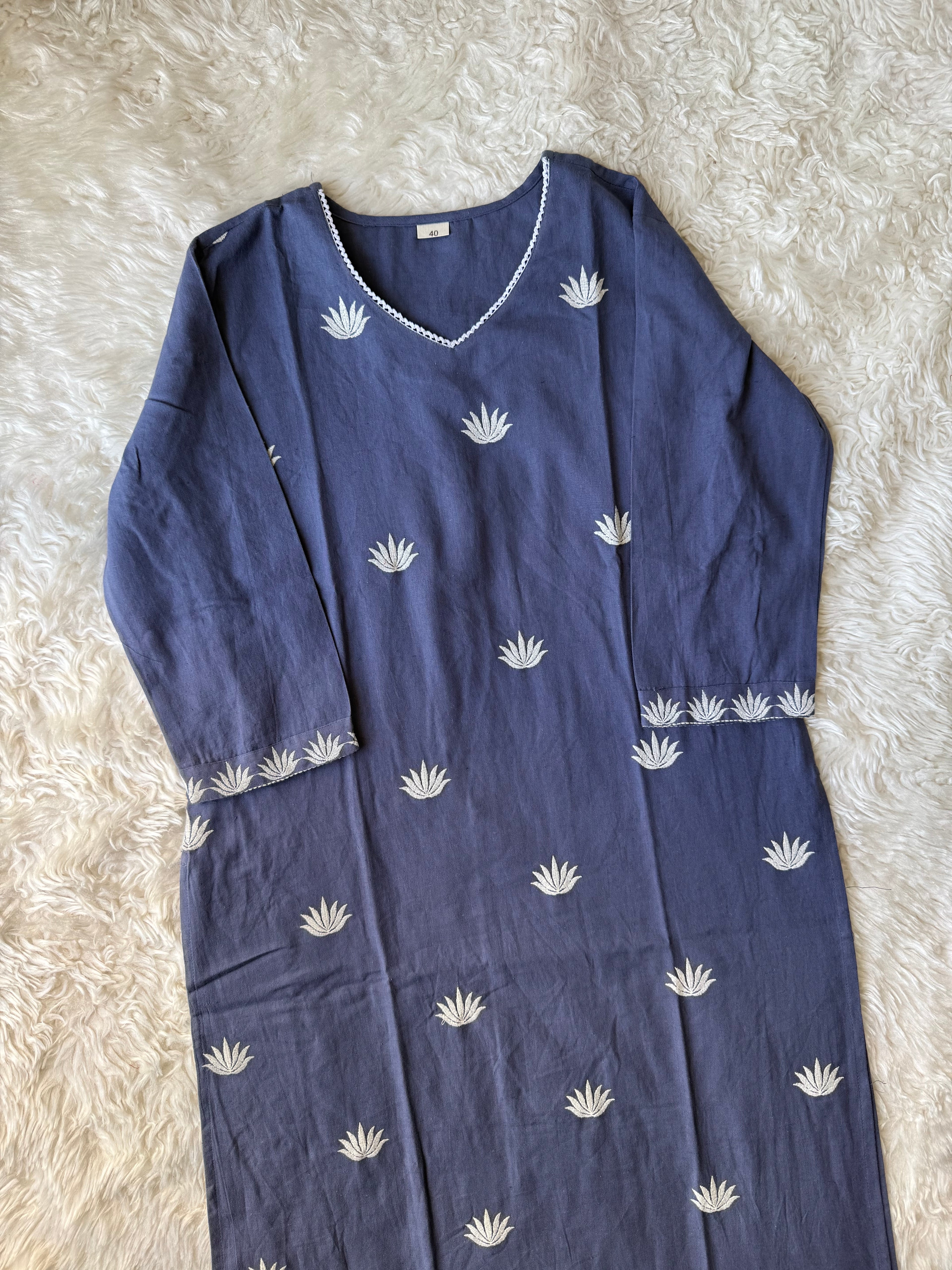 Khadi Cotton Kurti Pant Dupatta Set