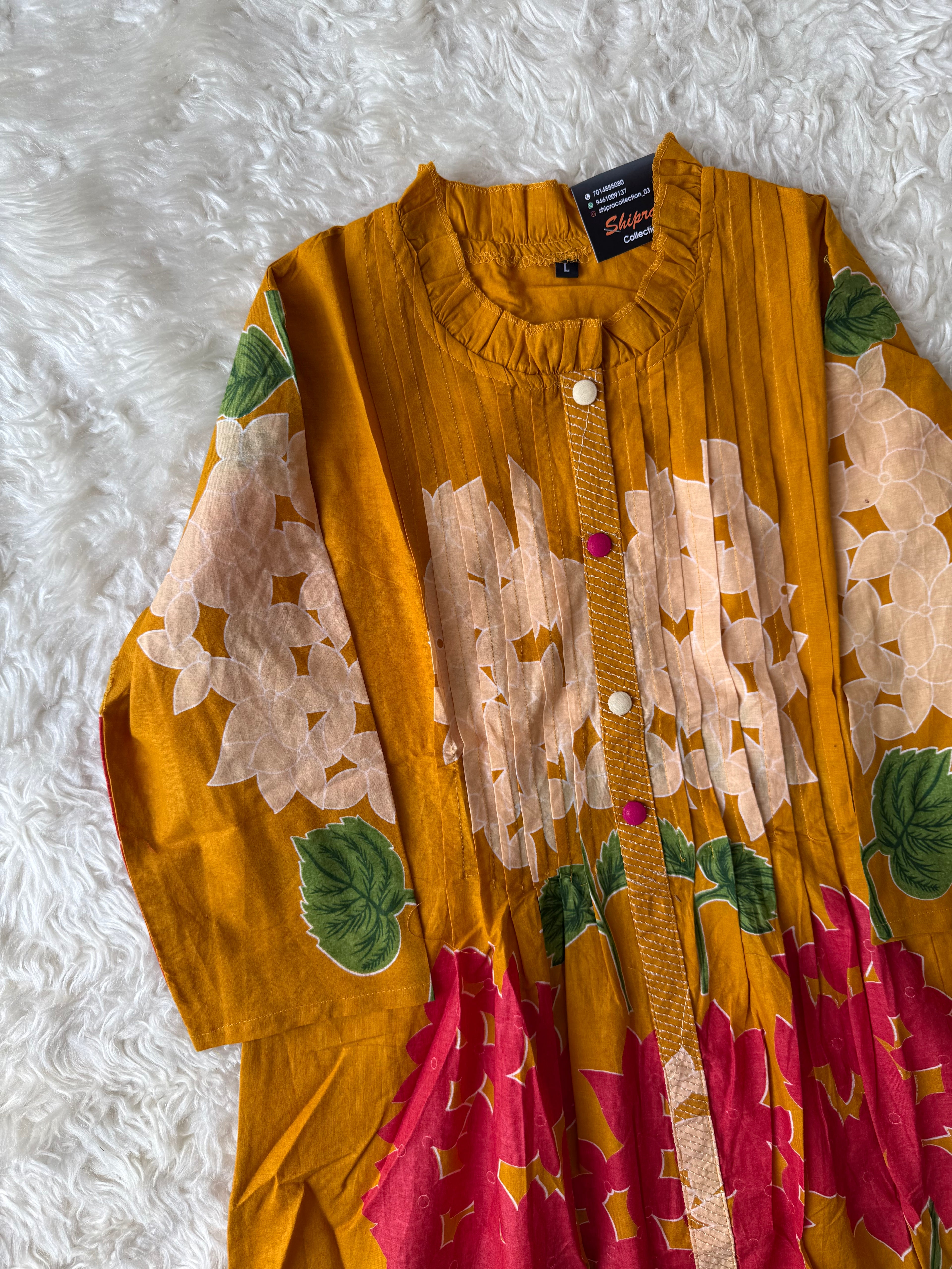 Cotton A-line Kurti Pant Set