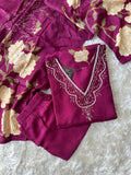 Pure Muslin Silk Kurti Pant Dupatta Set