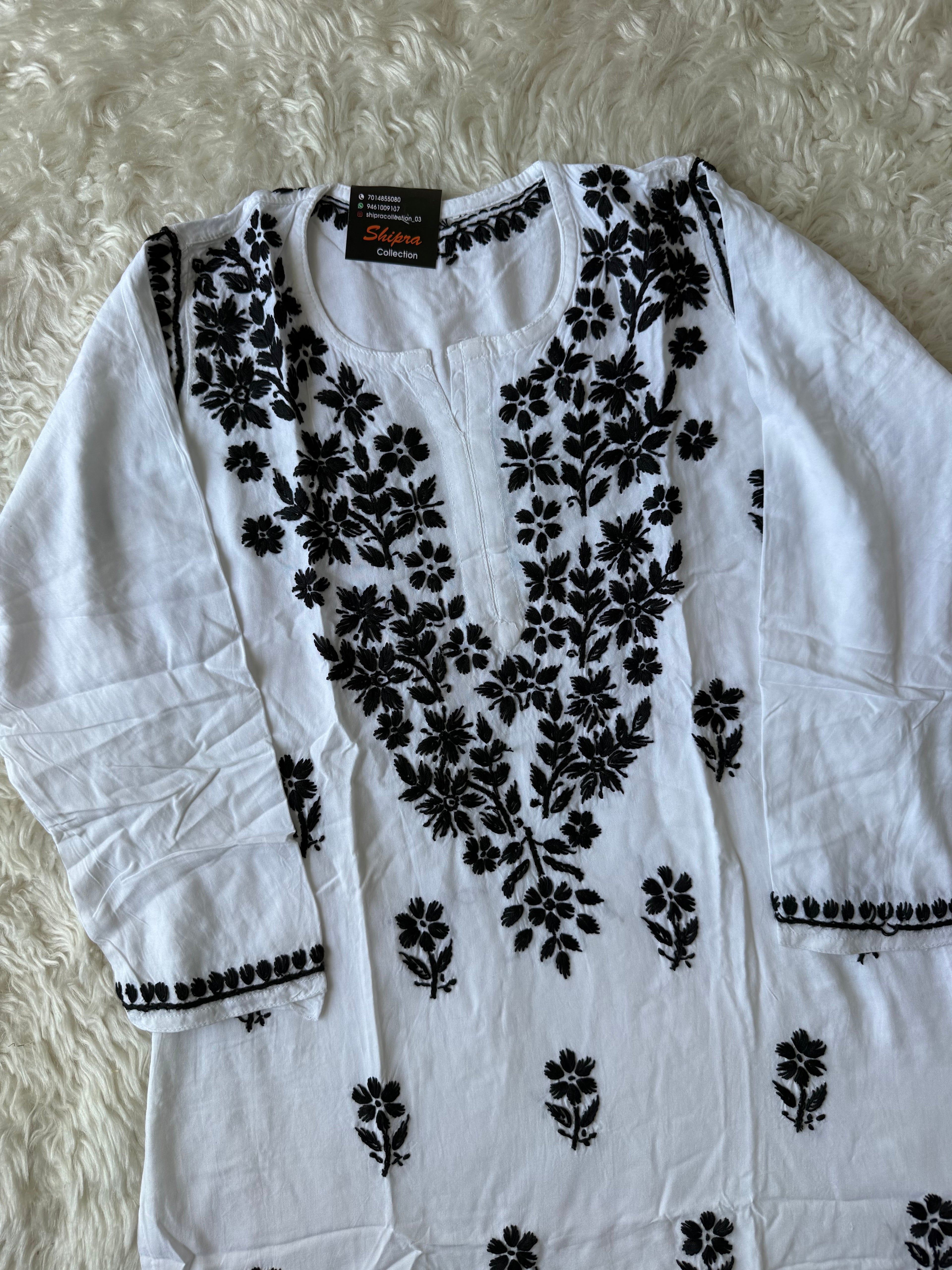 Heavy Rayon Chikankari Short kurti