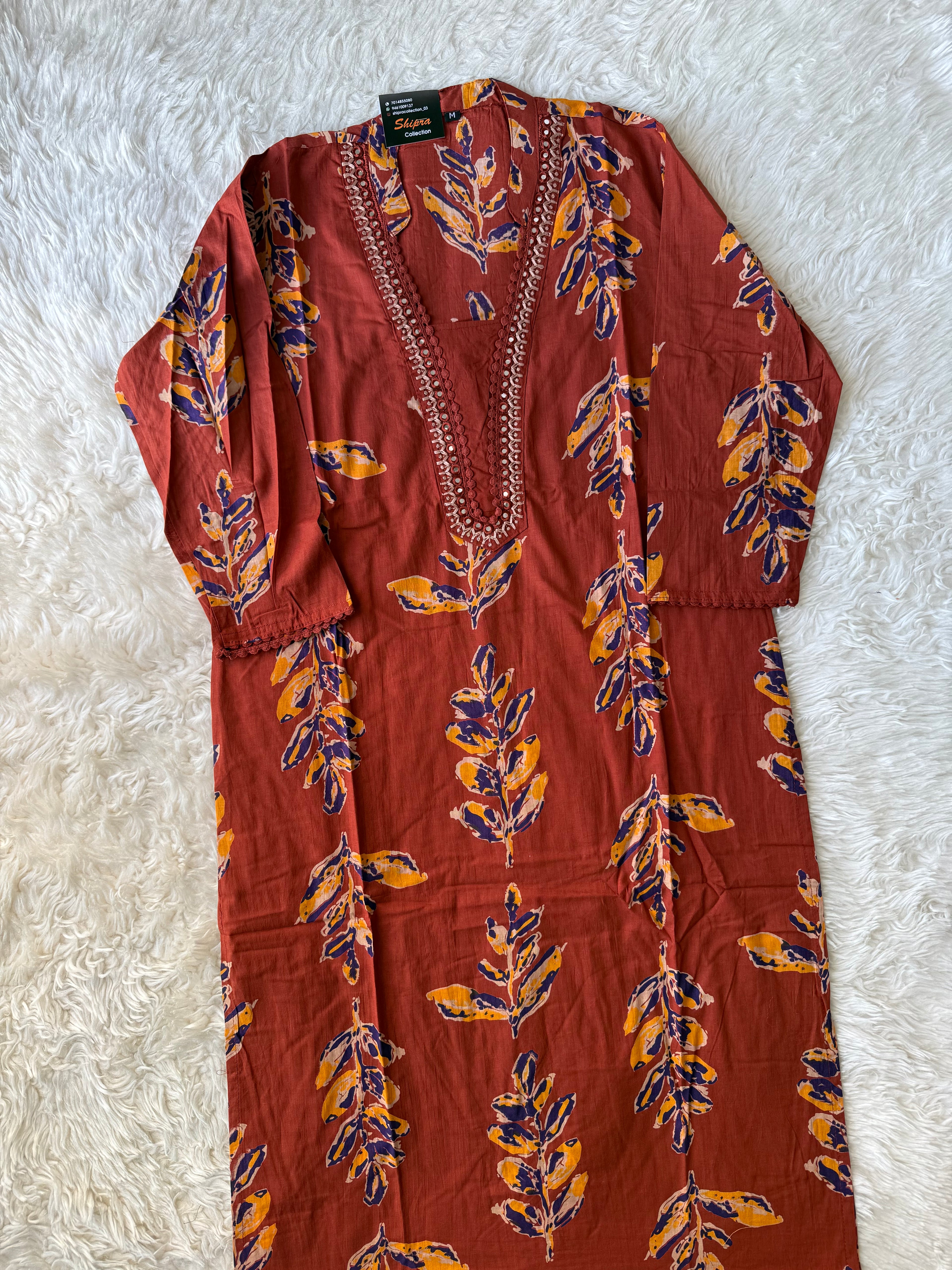 Pure Cotton Kurti Pant Dupatta Set