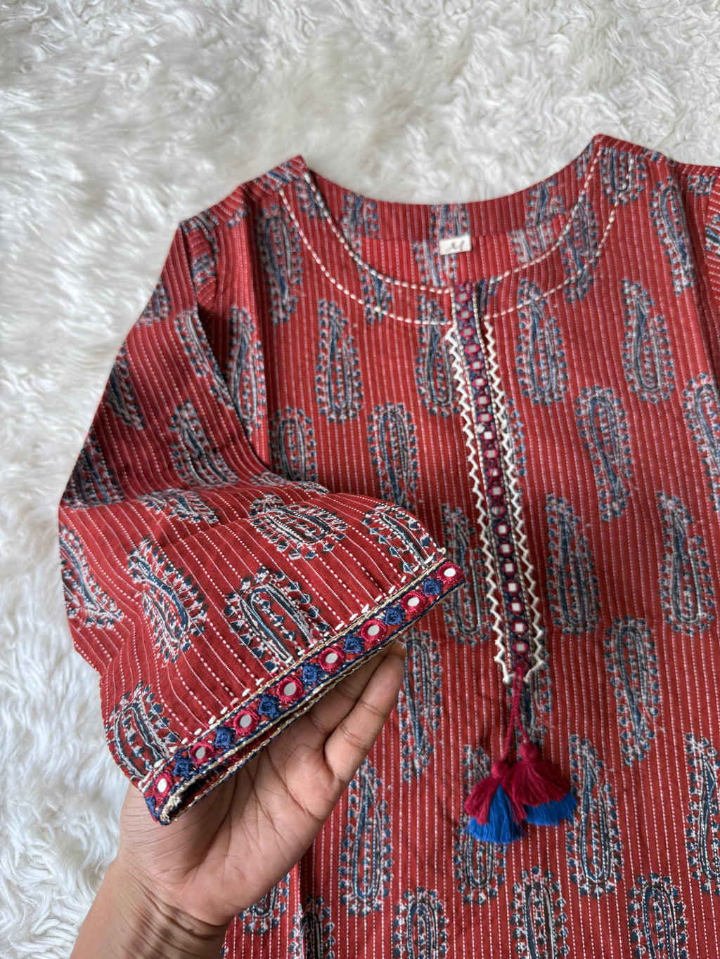 Premium Cotton “Katha” Details Kurti