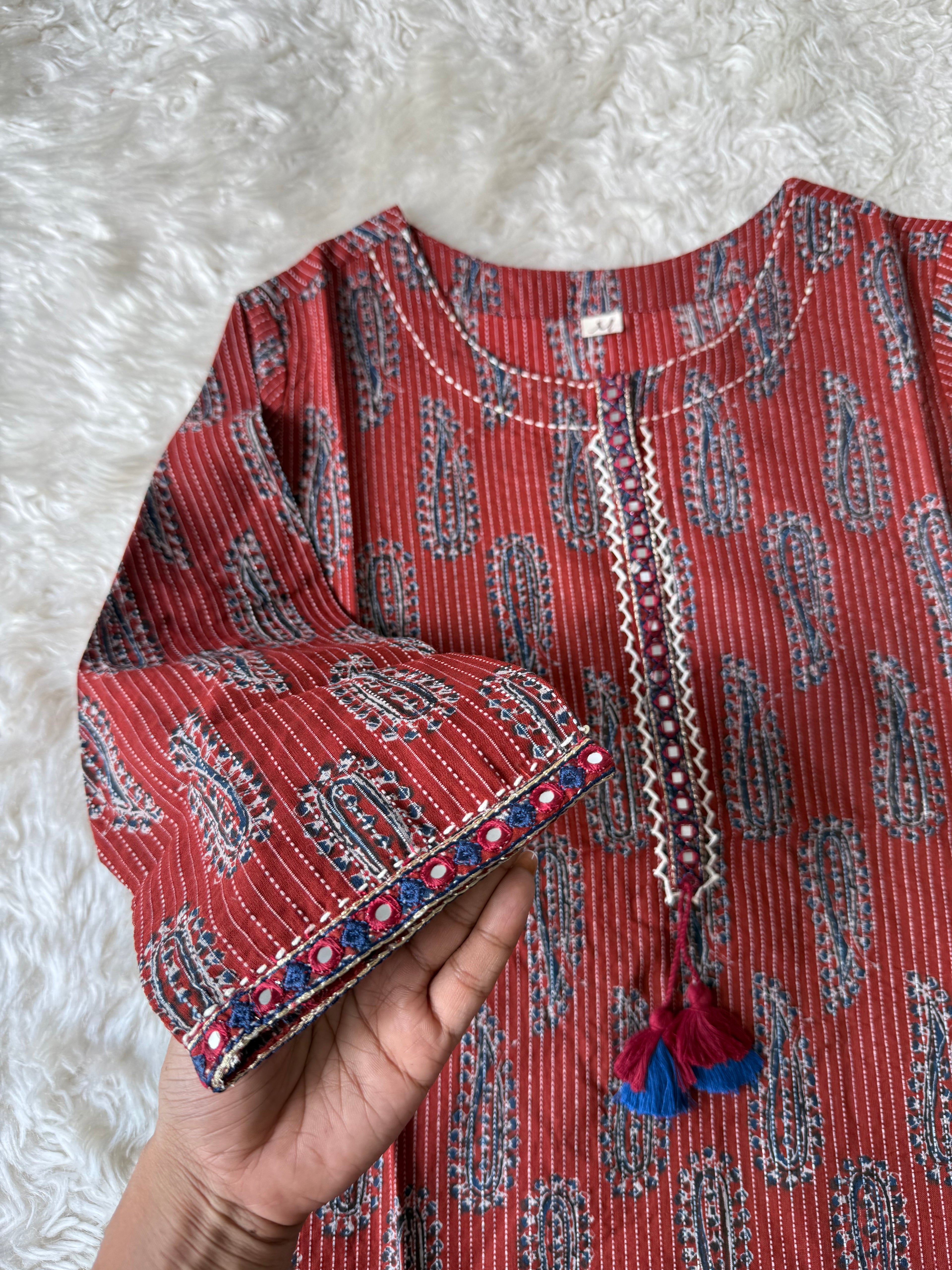 Premium Cotton “Katha” Details Kurti