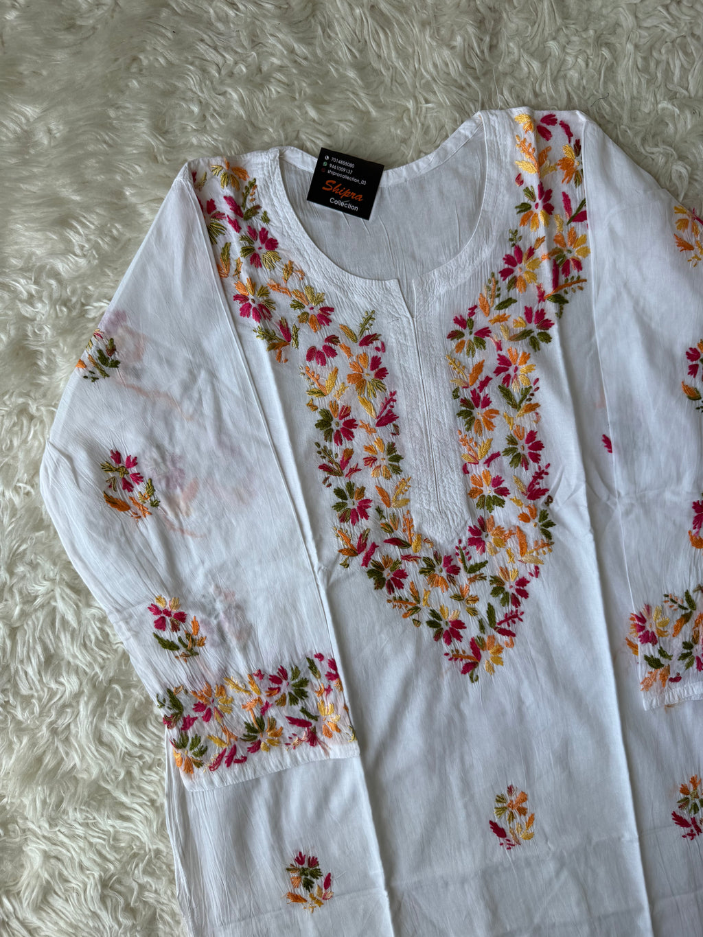Mul Cotton Chikankari kurti