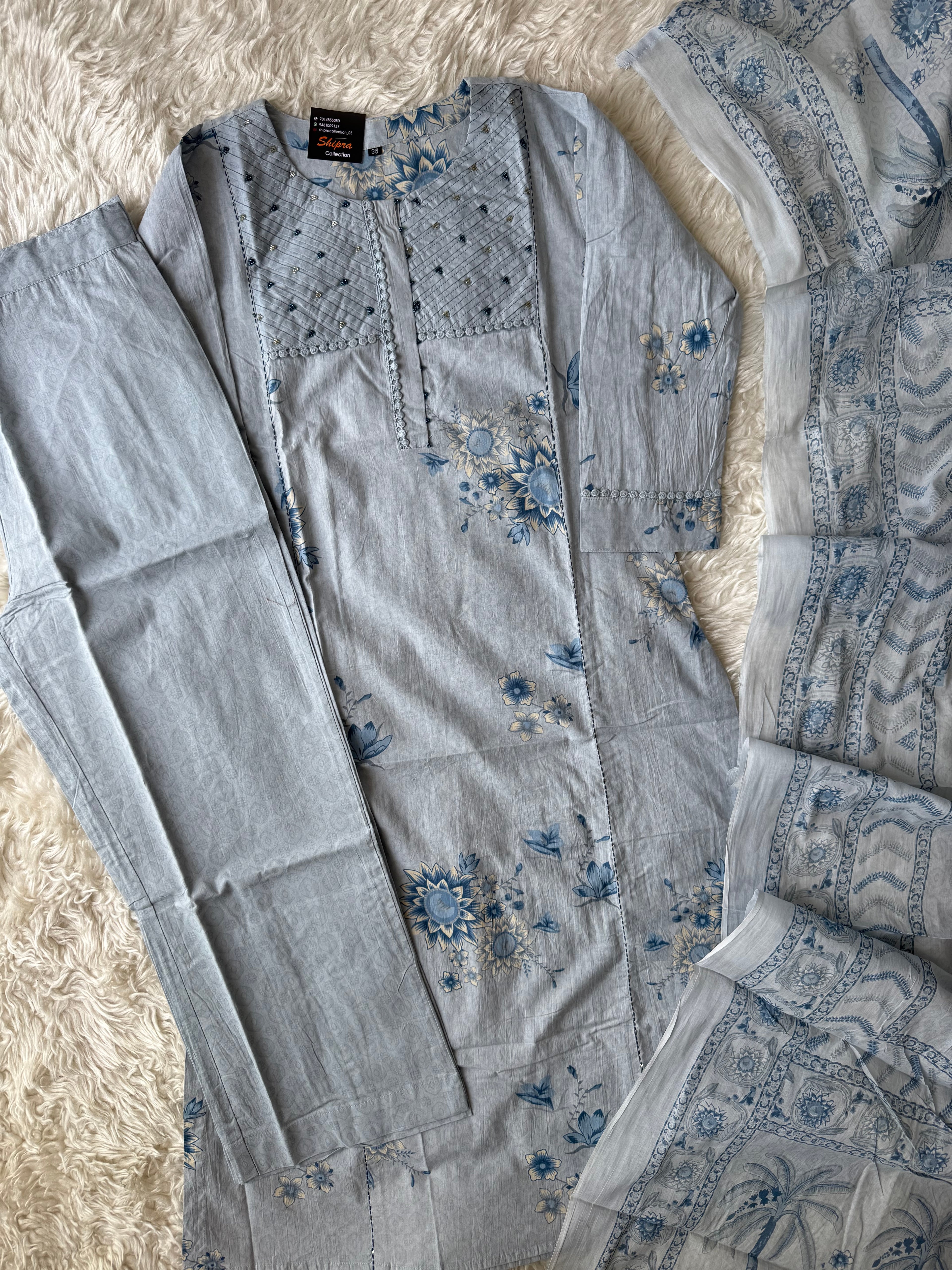 Premium Cotton Kurti Pant Dupatta Set