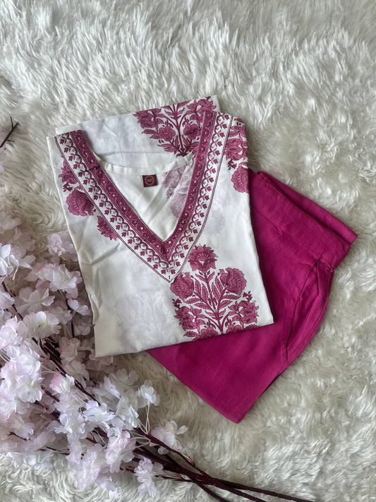 Rayon Kurti Pant Set