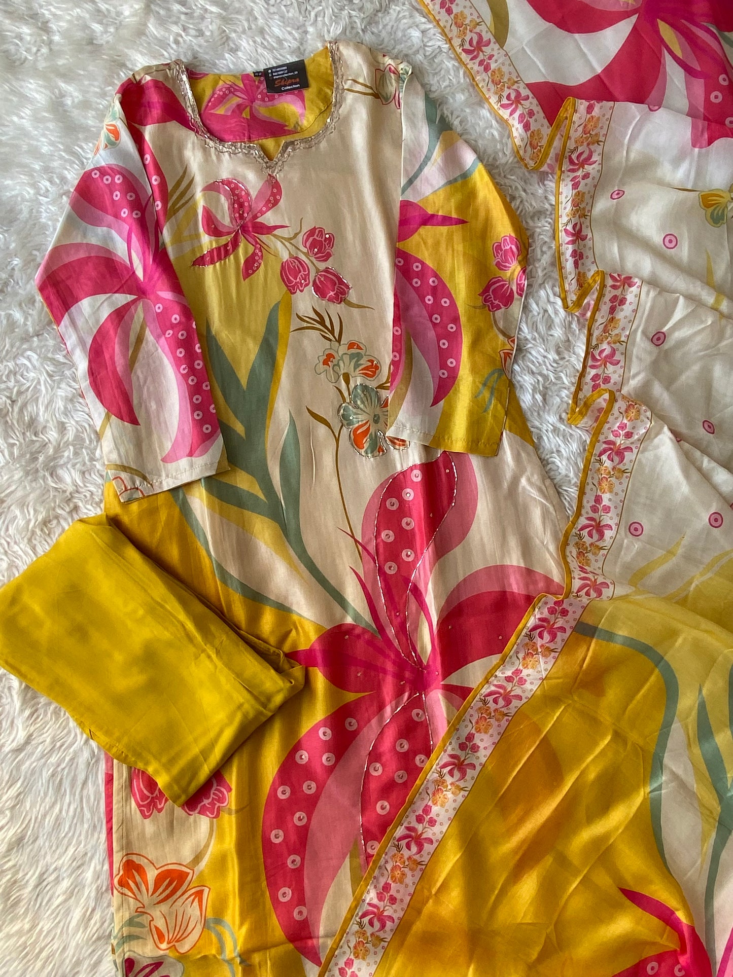 Pure Silk Kurti Pant Dupatta Set