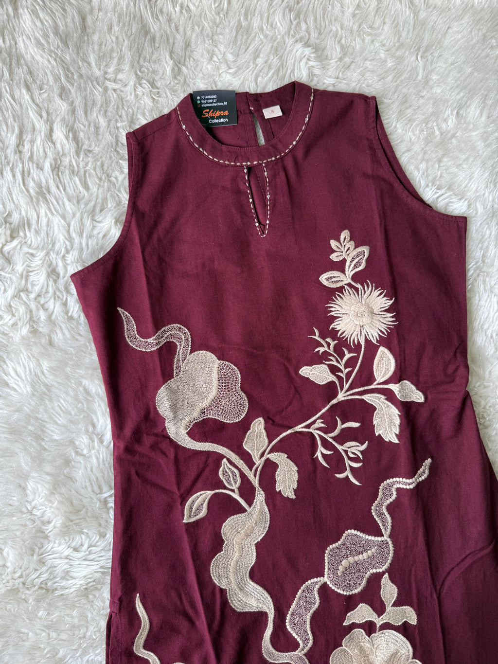 Khadi Cotton Sleeveless Kurti Pant Set