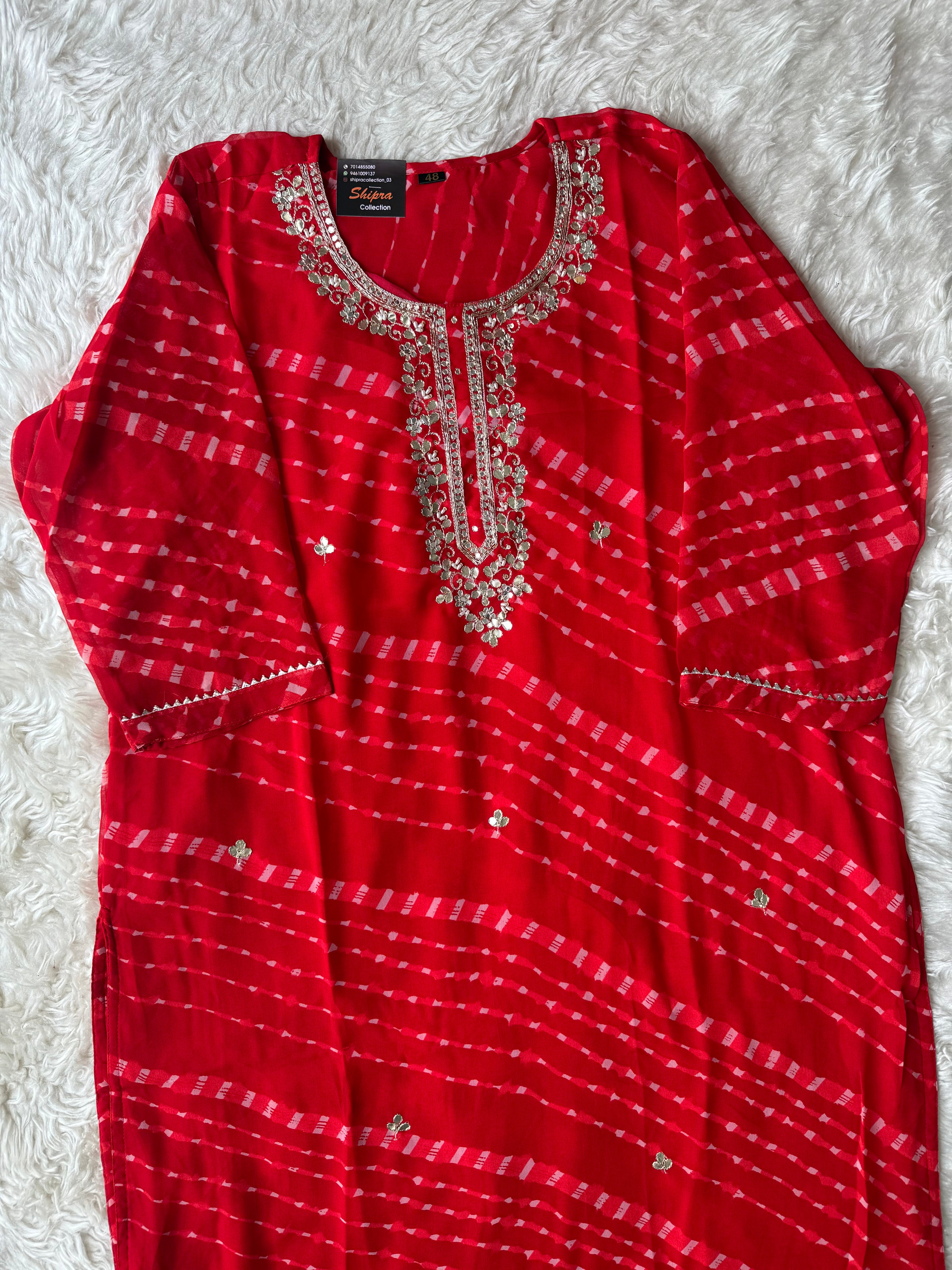“Plus Size” Georgette Kurti Plazo Dupatta Set