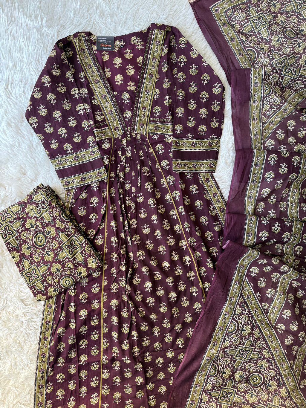 Premium Cotton Aline Kurti Plazo Dupatta Set