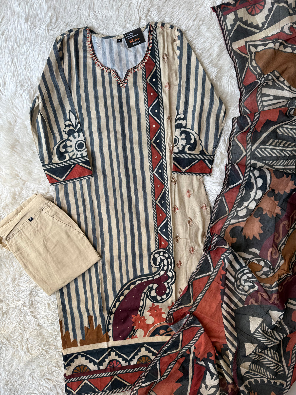 Premium Cotton Kurti Pant Dupatta Set