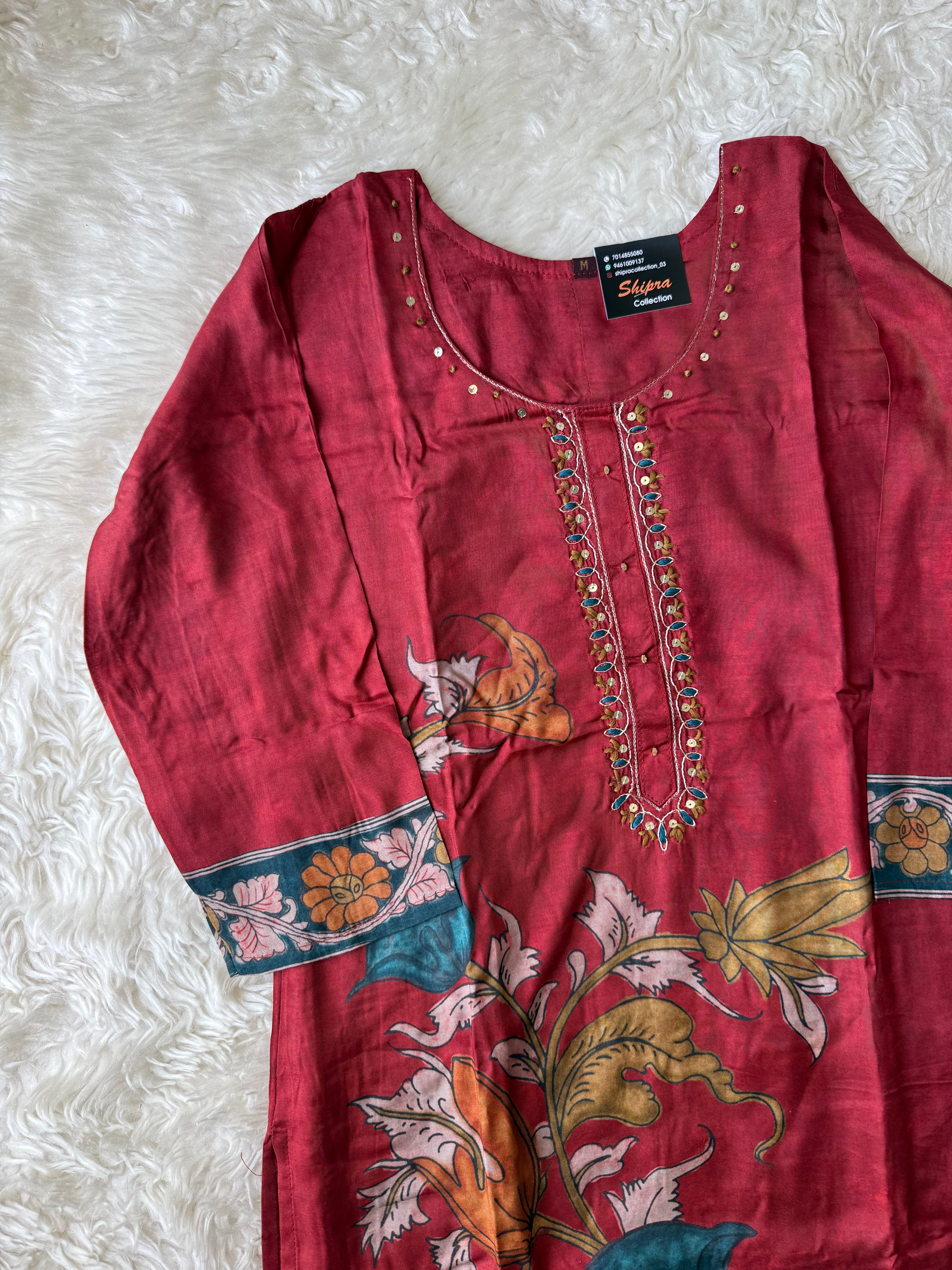 Premium Muslin Silk Kurti Pant Dupatta Set
