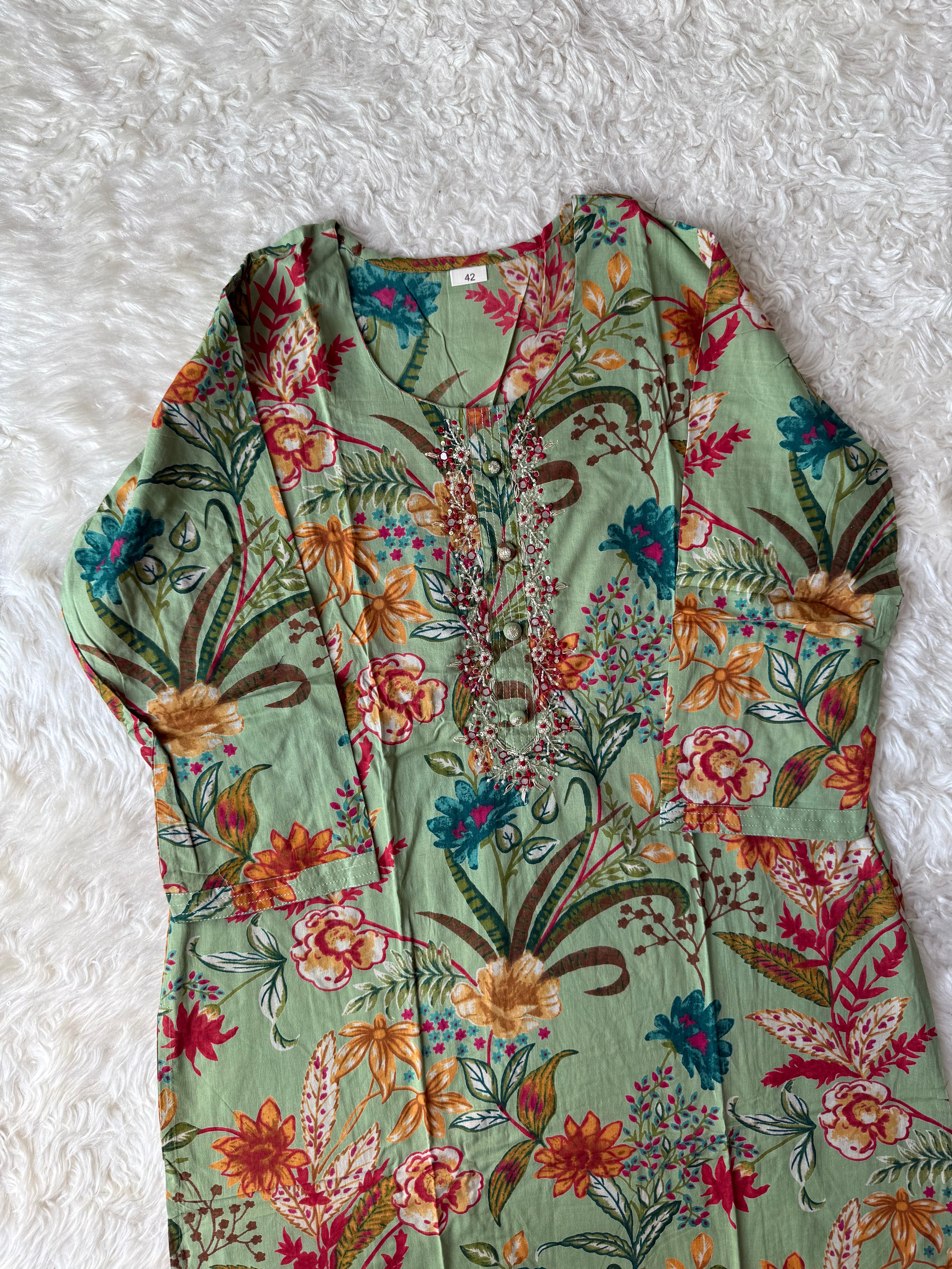 Breathable Cotton Kurti Pant Cotton Dupatta Set